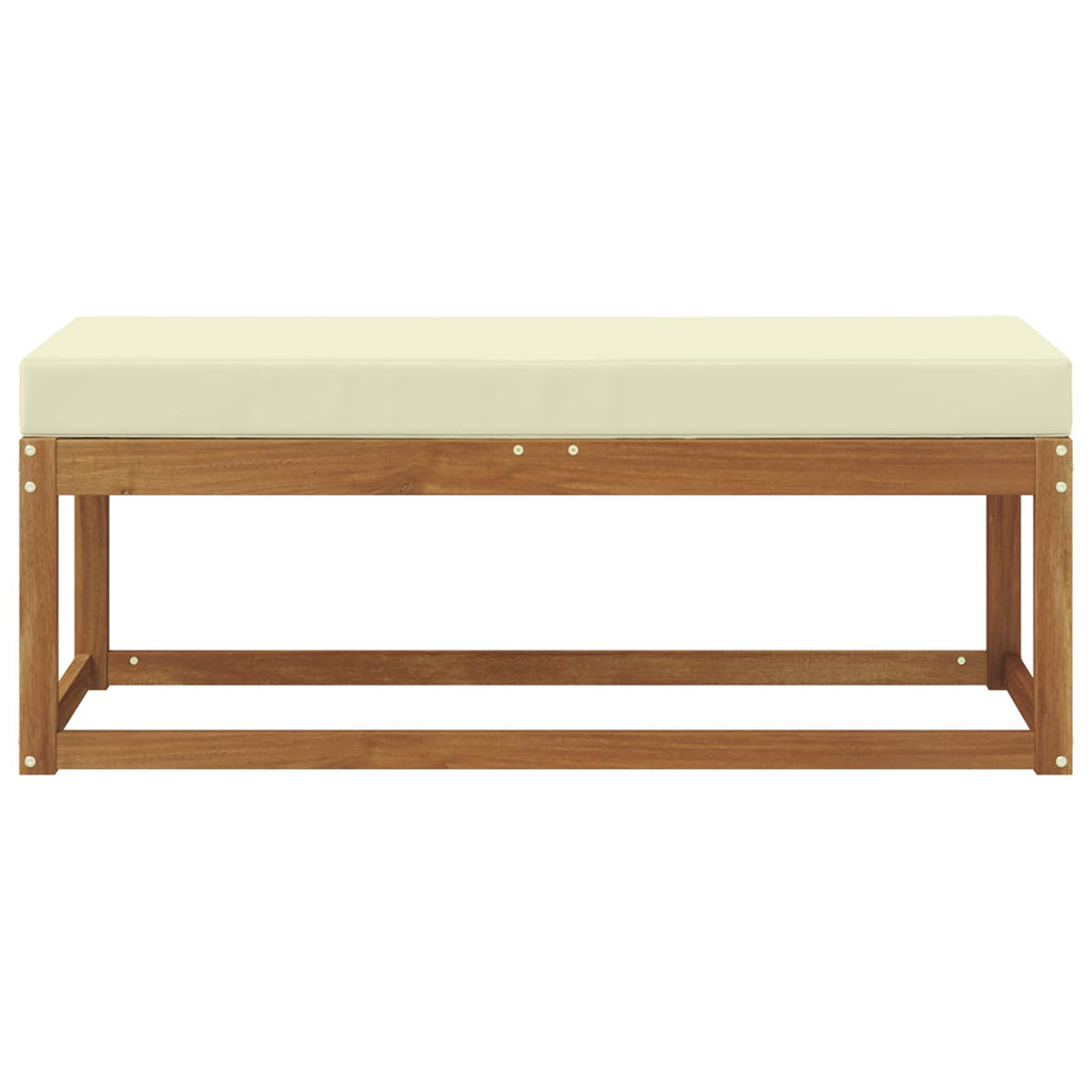 Outdoor Hockerbank mit Kissen Natur und Creme 115 x 43 x 45 cm