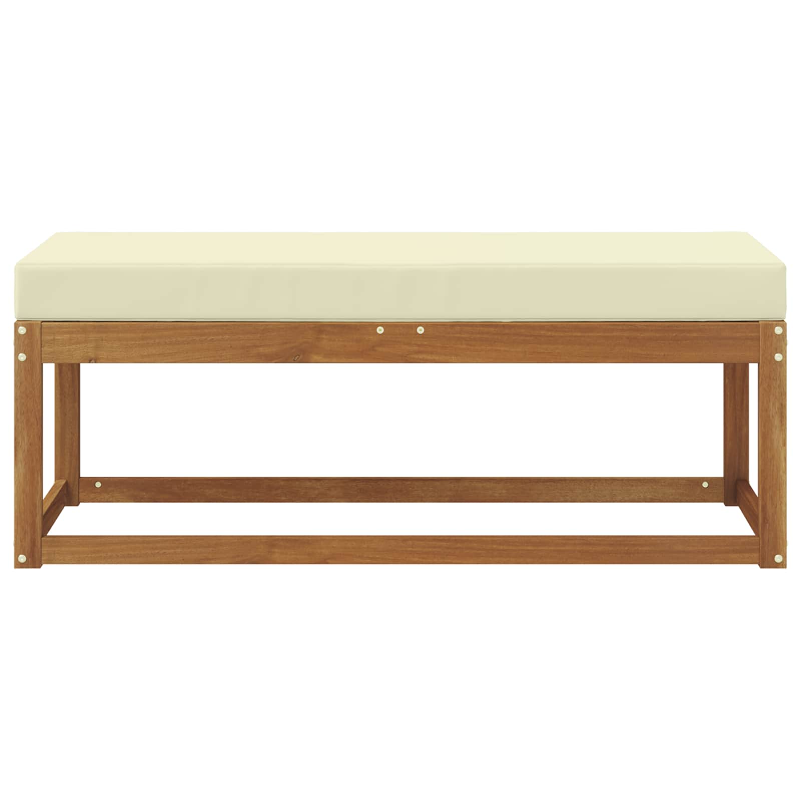 Outdoor Hockerbank mit Kissen Natur und Creme 115 x 43 x 45 cm