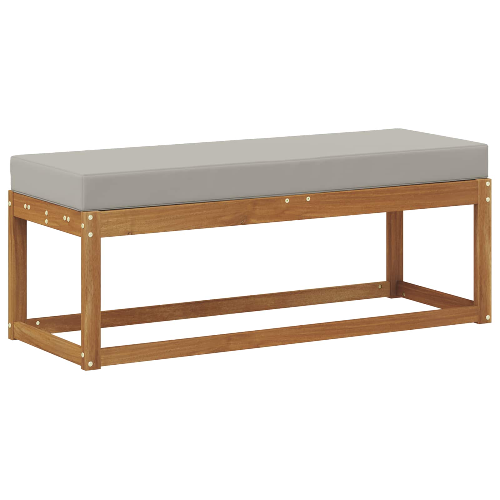 Hocker Bank mit Kissen Natürlich und Hellgrau 115 x 43 x 37 cm
