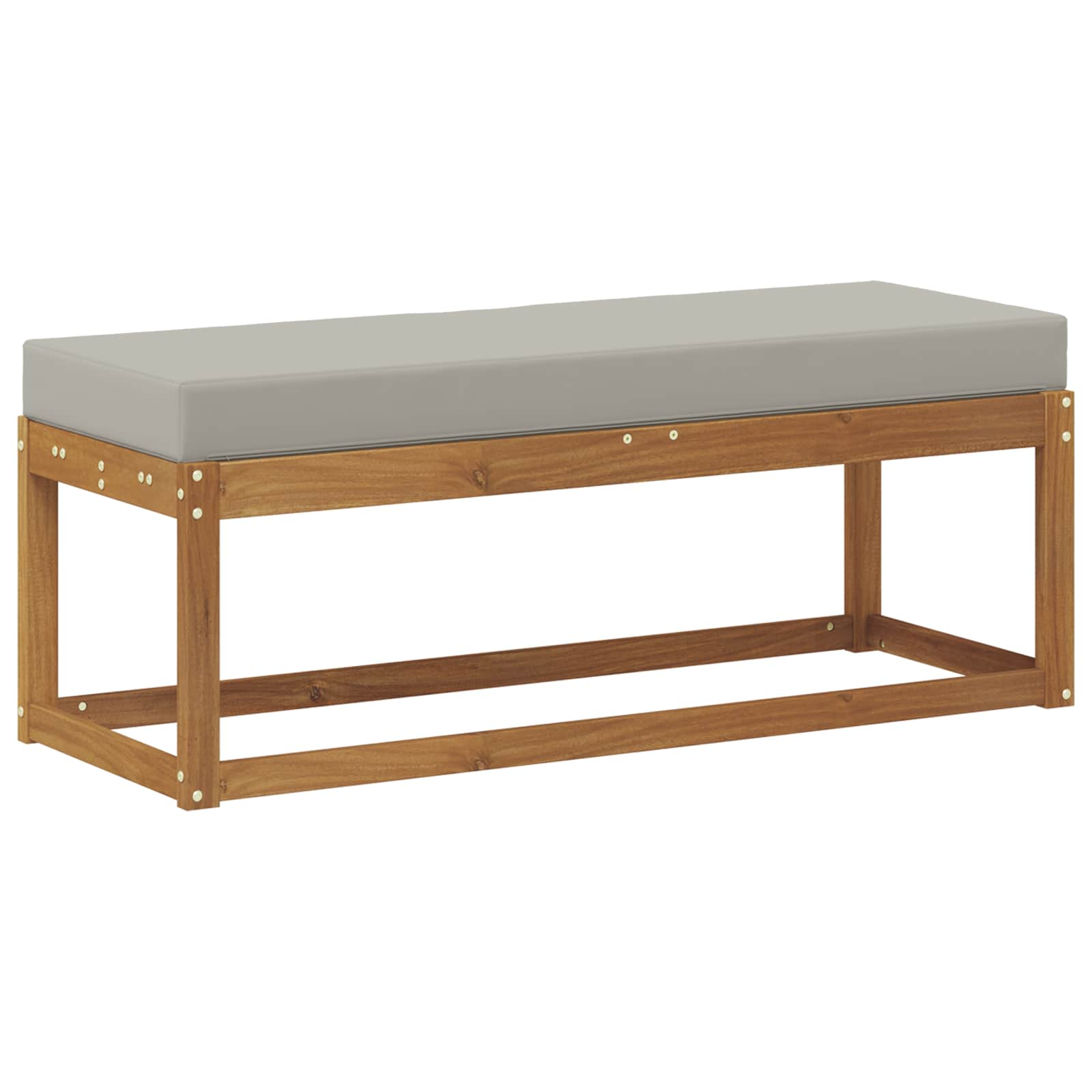 Hocker Bank mit Kissen Natürlich und Hellgrau 115 x 43 x 37 cm