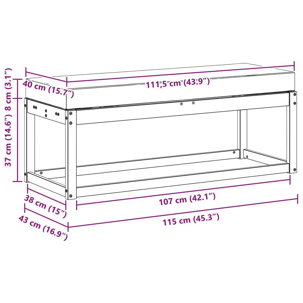 Outdoor Hockerbank Natur und Anthrazit 115 x 43 x 45 cm