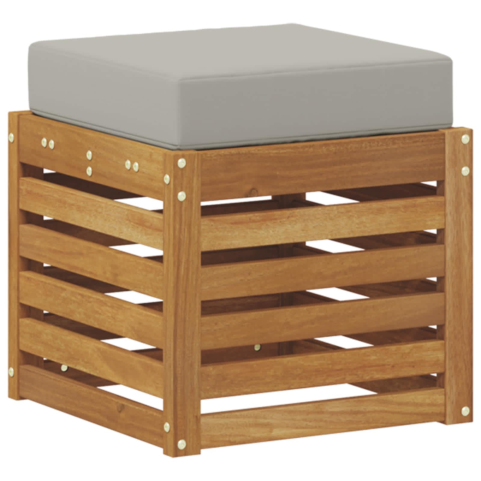 Outdoor Hocker Bank Massivholz Akazie Natur