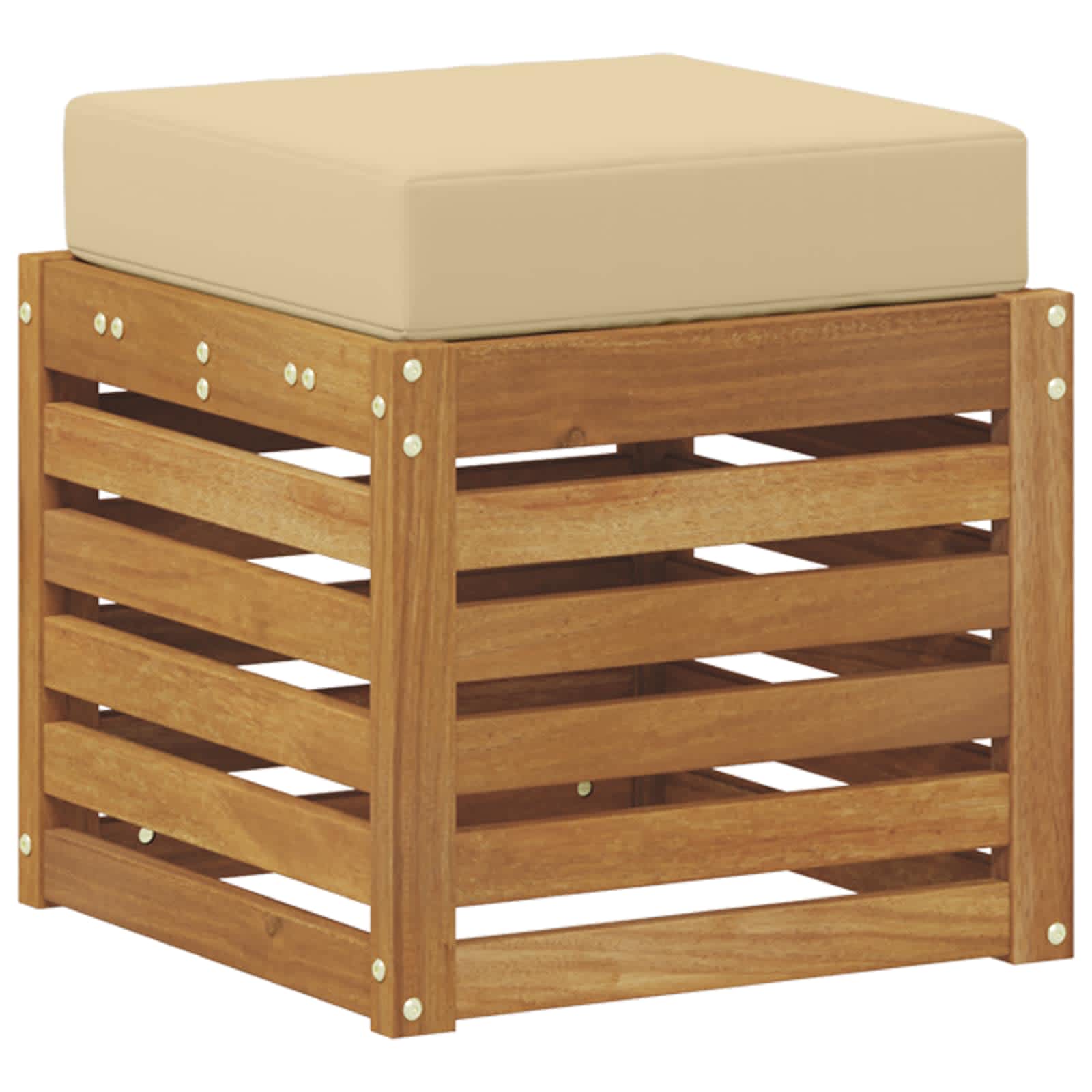 Outdoor Hocker Bank Massivholz Akazie Natur