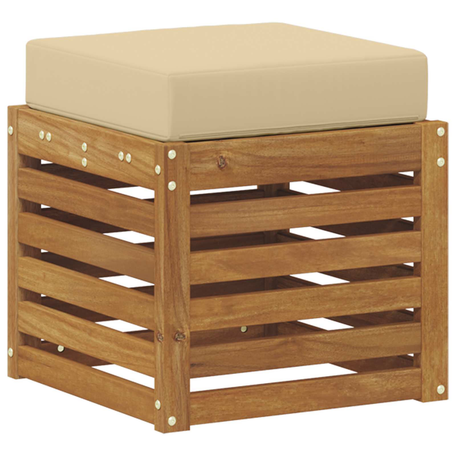Outdoor Hocker Bank Massivholz Akazie Natur