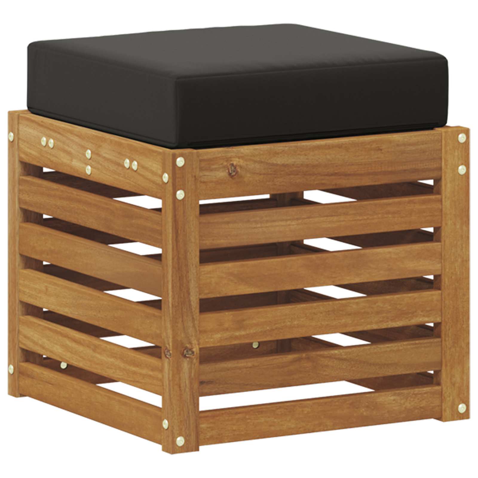 Outdoor Hocker Bank Massivholz Akazie Natur