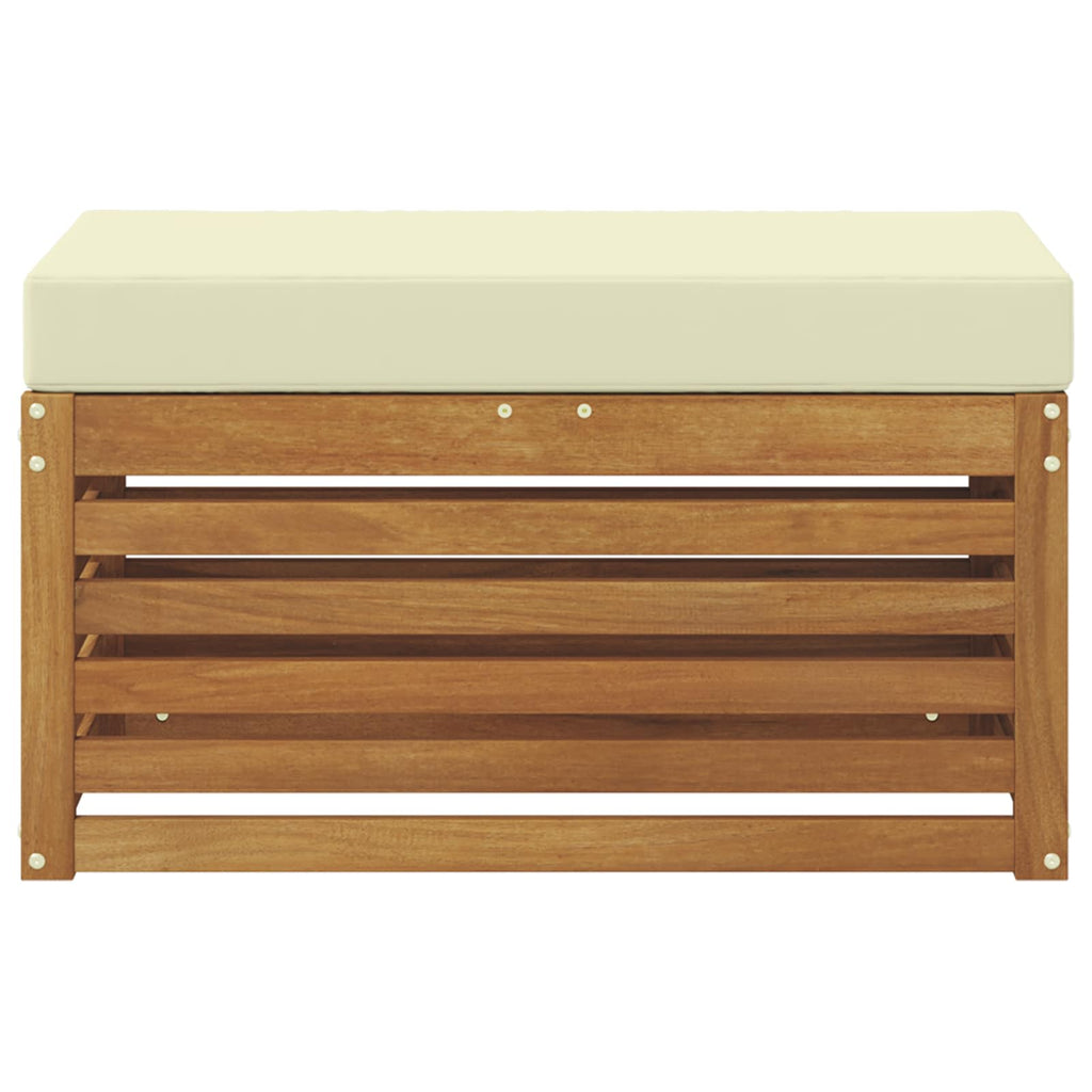 Outdoor Hocker Bank Massivholz Akazie Natur