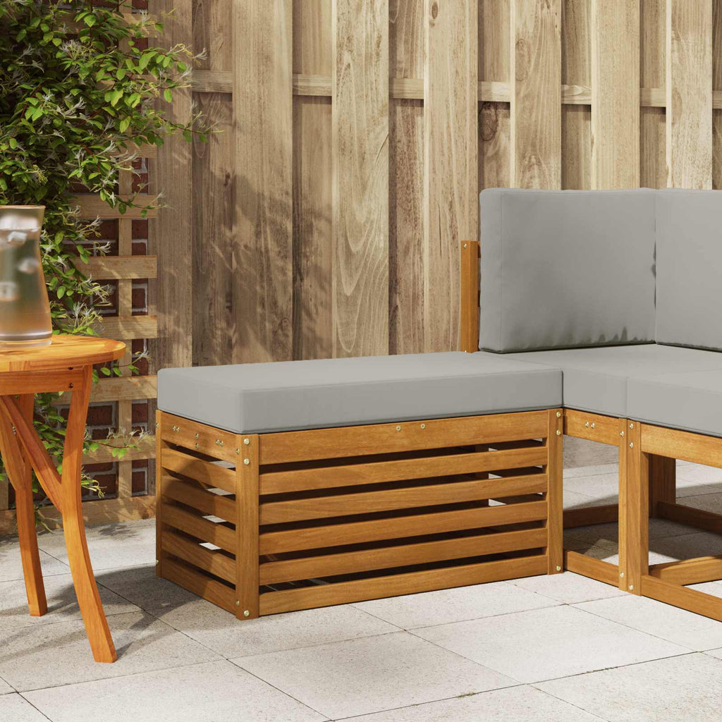 Outdoor Hocker Bank Massivholz Akazie Natur