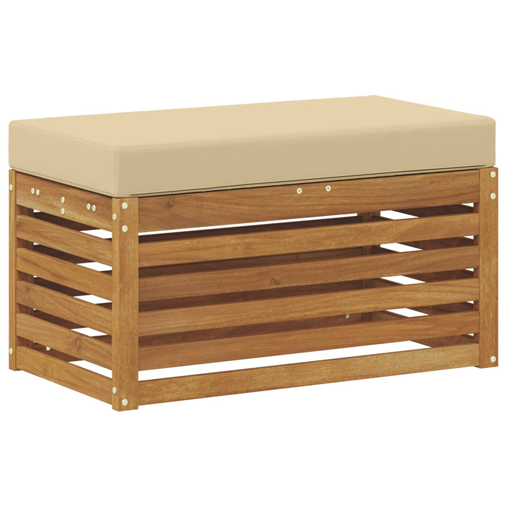 Outdoor Hocker Bank Massivholz Akazie Natur