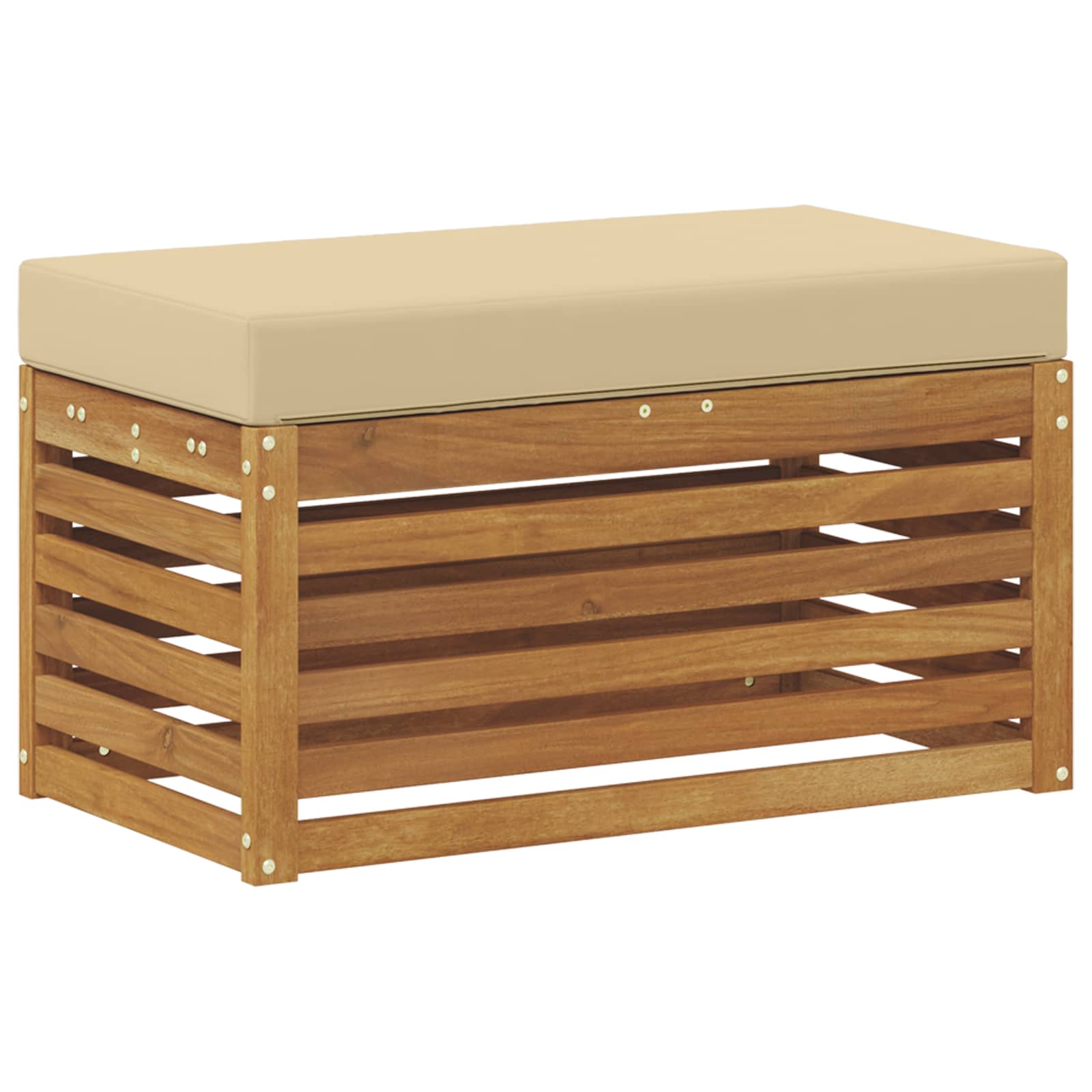 Outdoor Hocker Bank Massivholz Akazie Natur