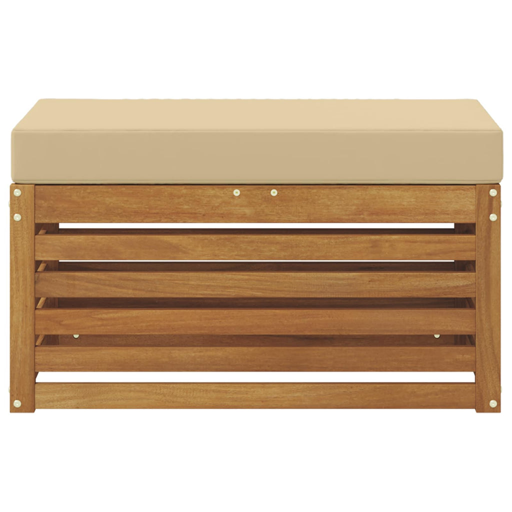 Outdoor Hocker Bank Massivholz Akazie Natur