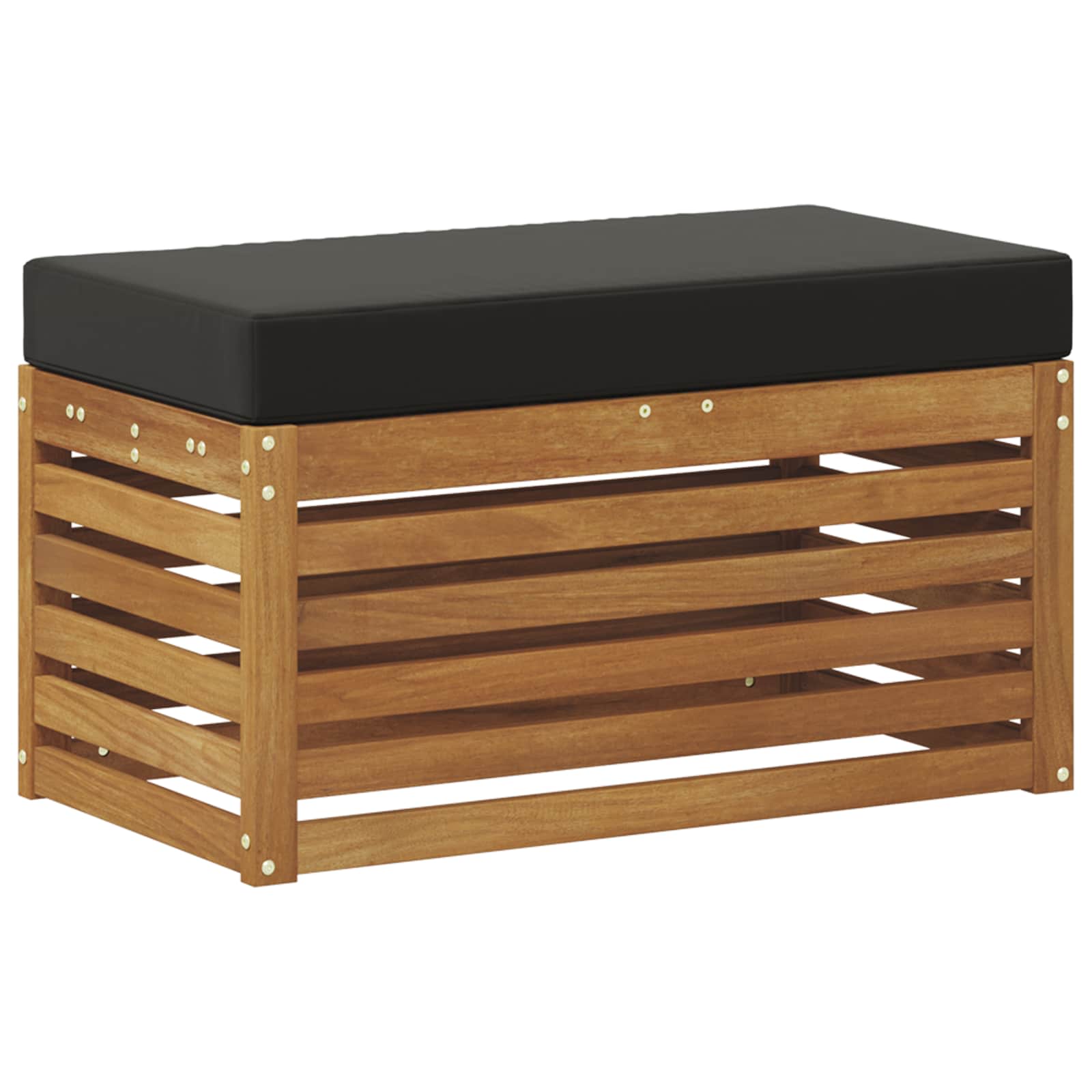 Outdoor Hocker Bank Massivholz Akazie Natur