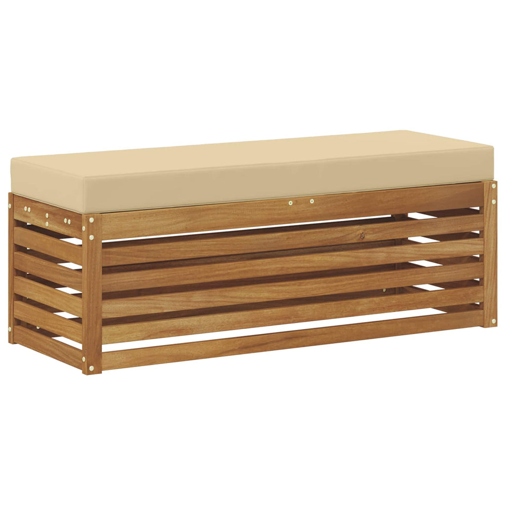Outdoor Hocker Bank Massivholz Akazie Natur