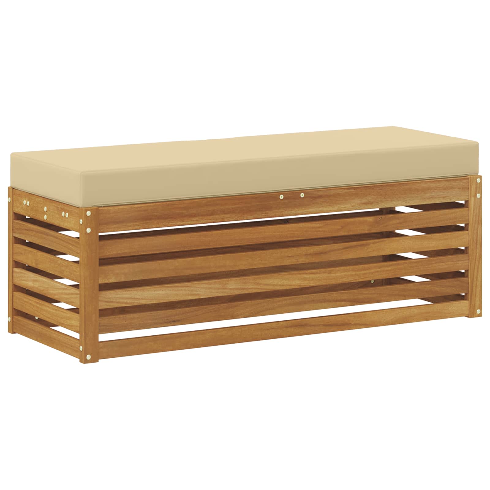 Outdoor Hocker Bank Massivholz Akazie Natur