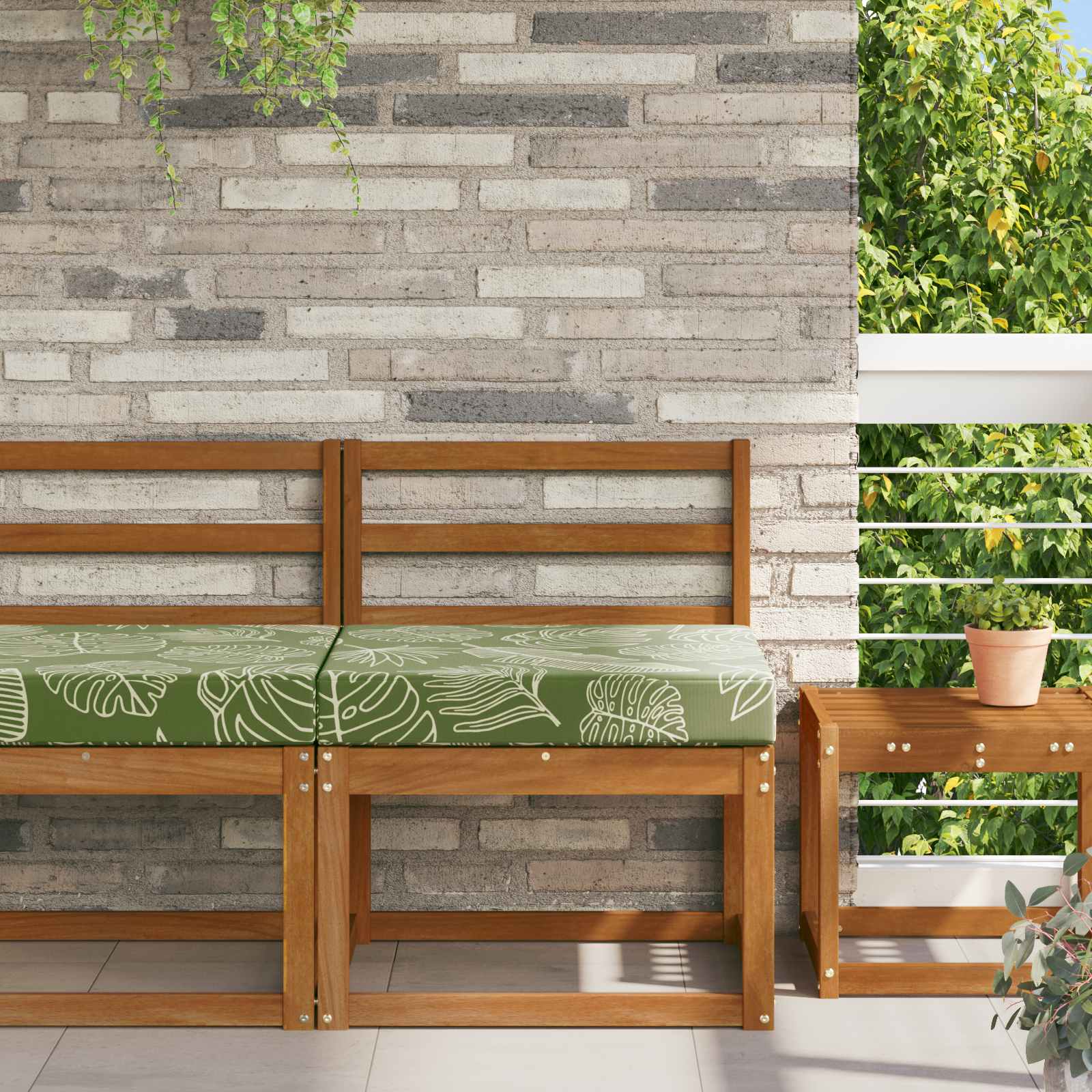 Sofakissen für draußen Blattdesign 60 x 60 x 8 cm Polyester