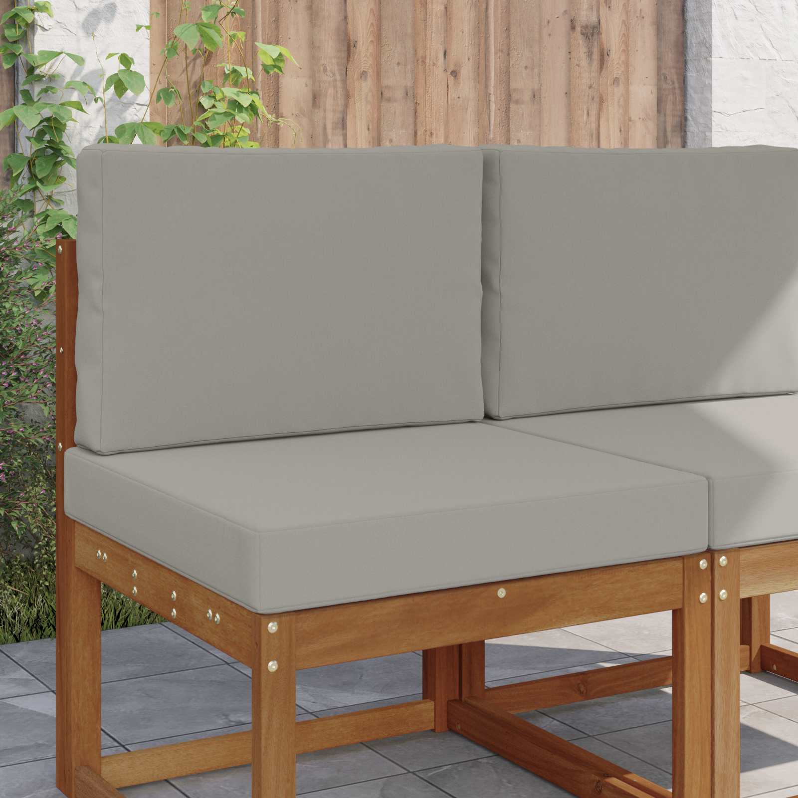 Sofakissen für draußen 2 pcs Grau Polyester