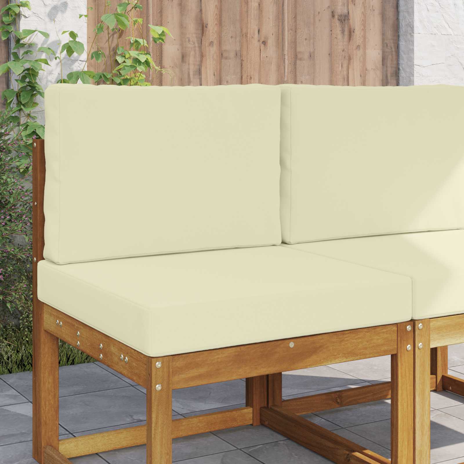 Sofakissen für draußen 2 pcs Creme Polyester