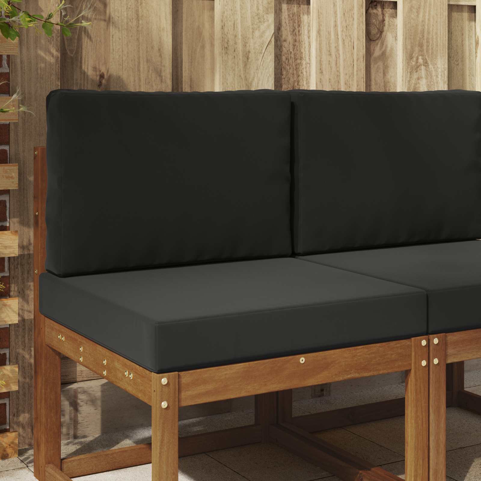 Sofakissen für draußen 2 pcs Schwarz Polyester