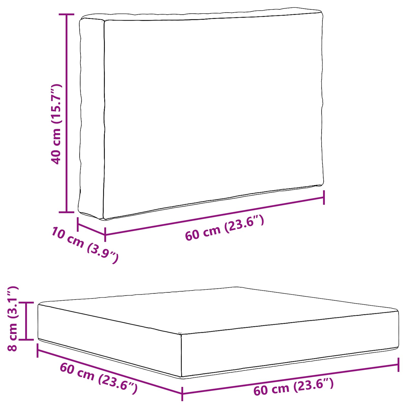 Sofakissen für draußen 2 pcs Türkis Polyester