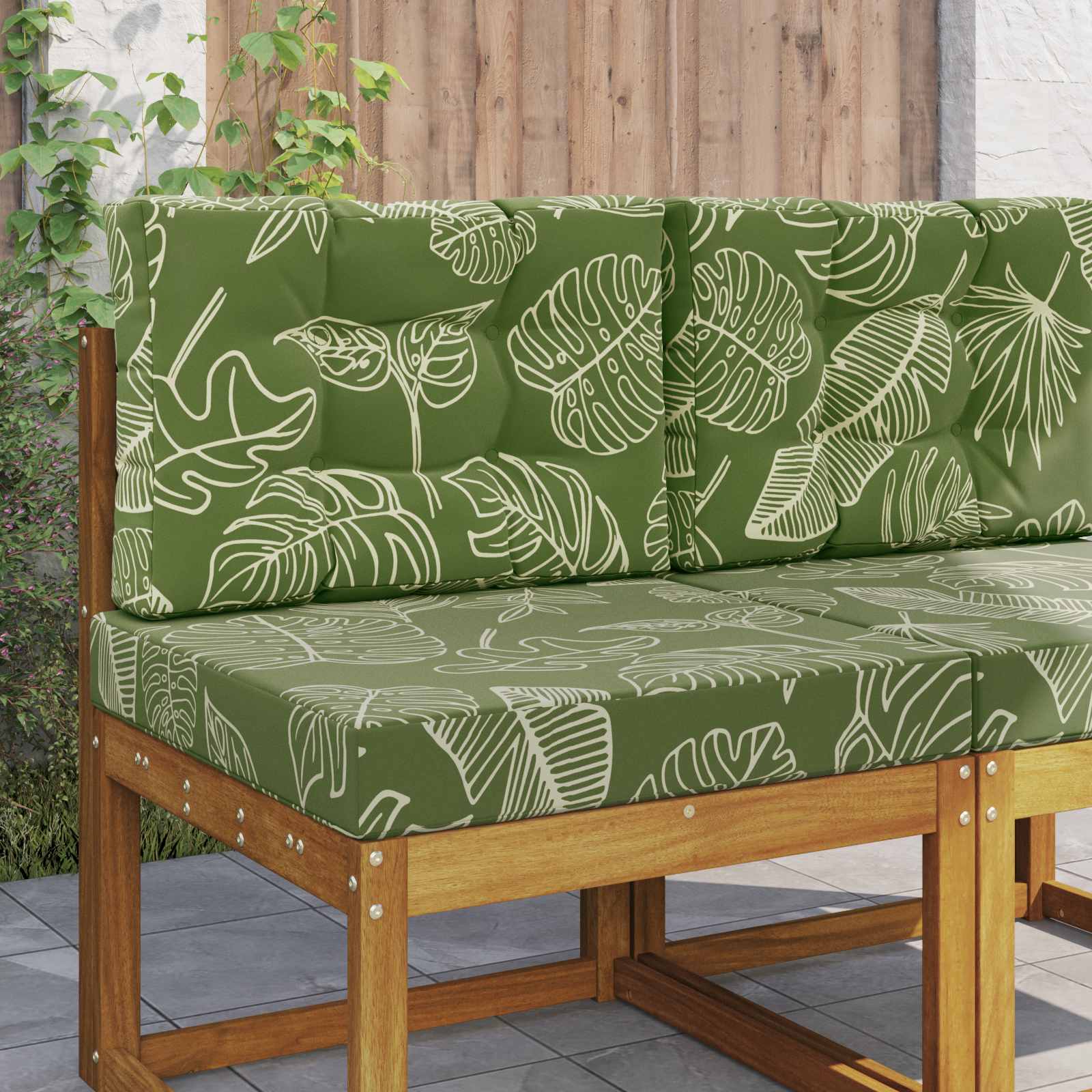 Sofakissen für draußen 2 pcs Blattdesign Polyester