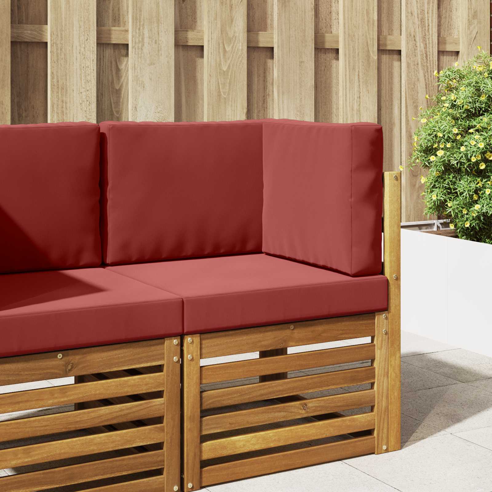 Sofakissen für draußen 3 pcs Weinrot Polyester