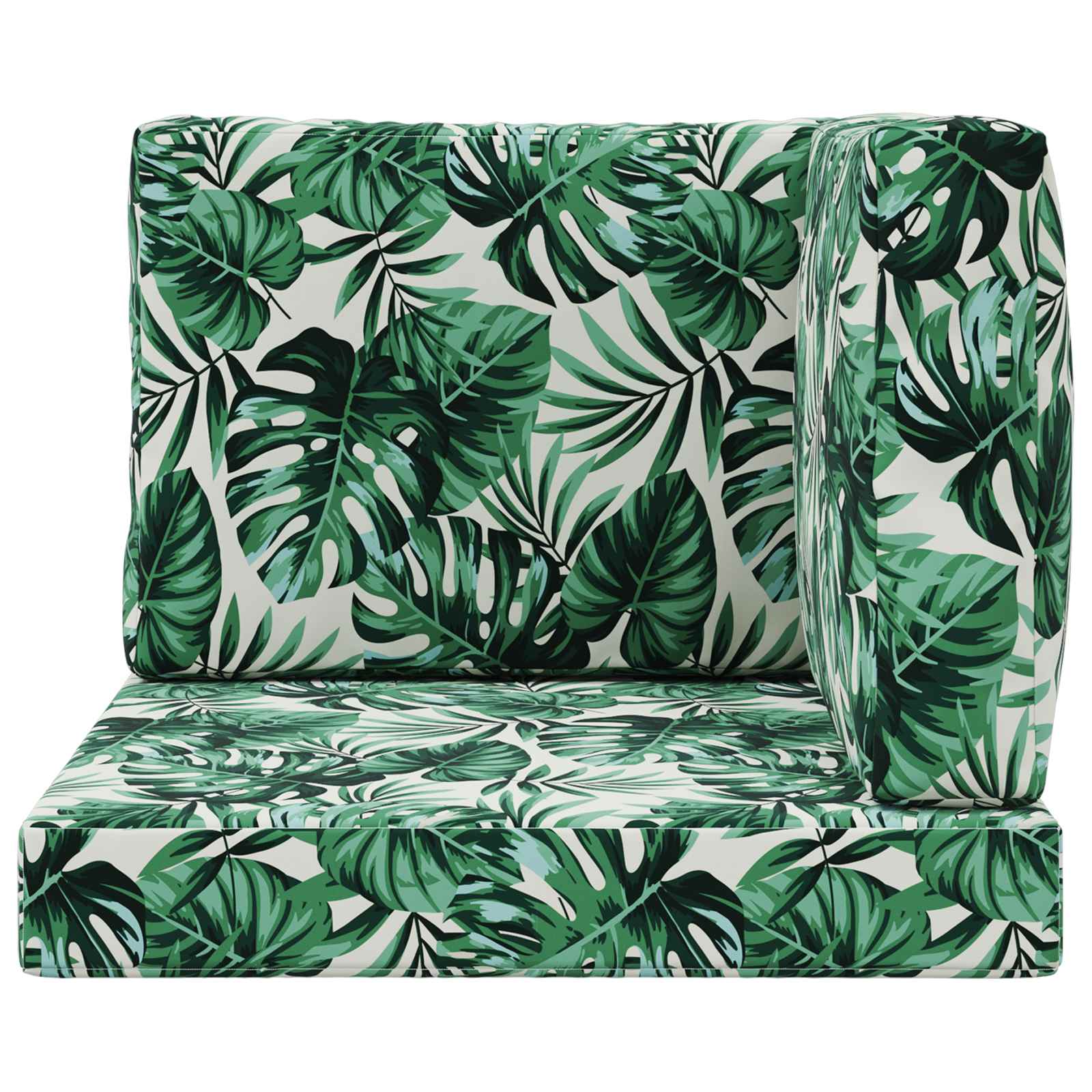 Sofakissen für draußen 3 pcs Blattmuster Polyester
