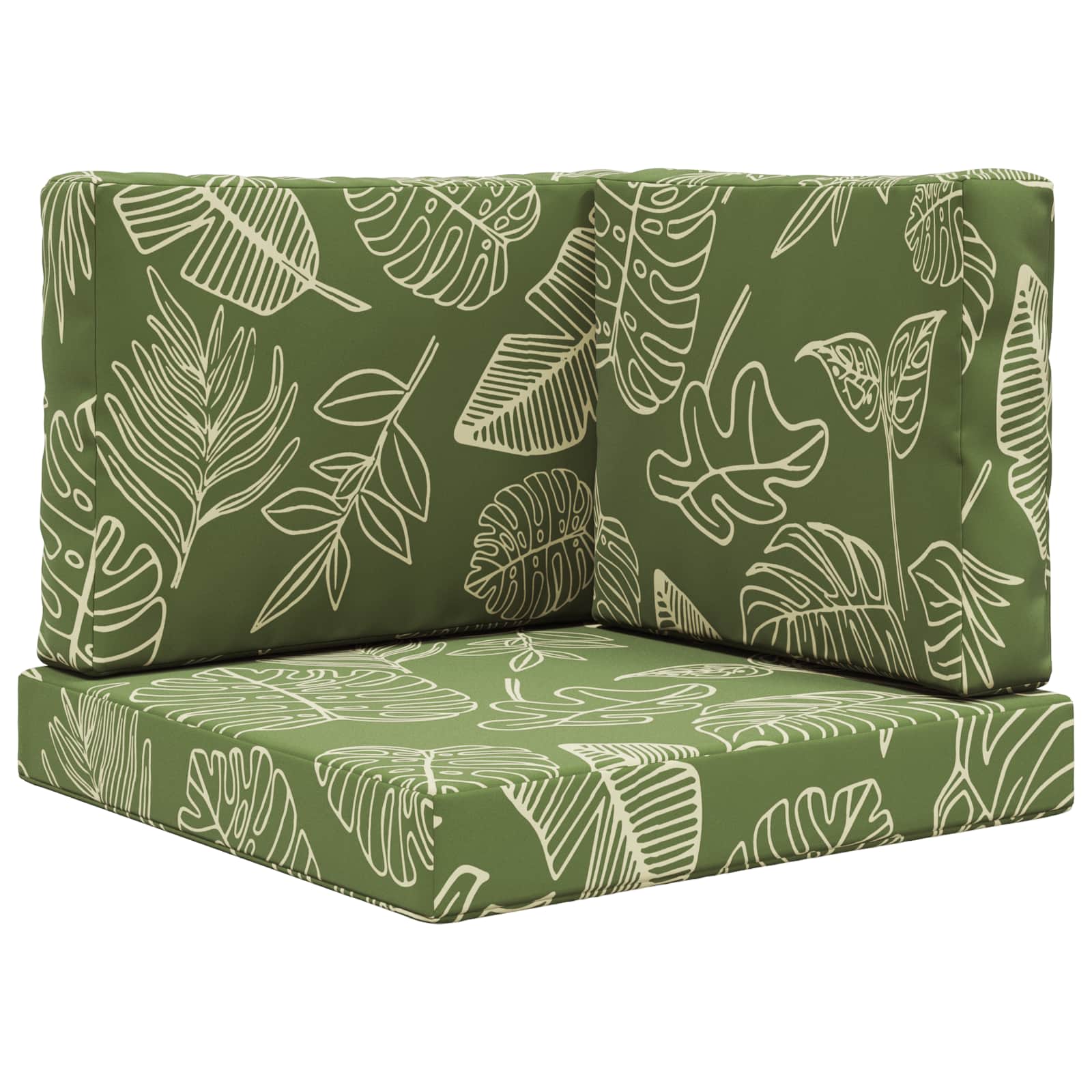 Sofakissen für draußen 3 pcs Blattdesign Polyester