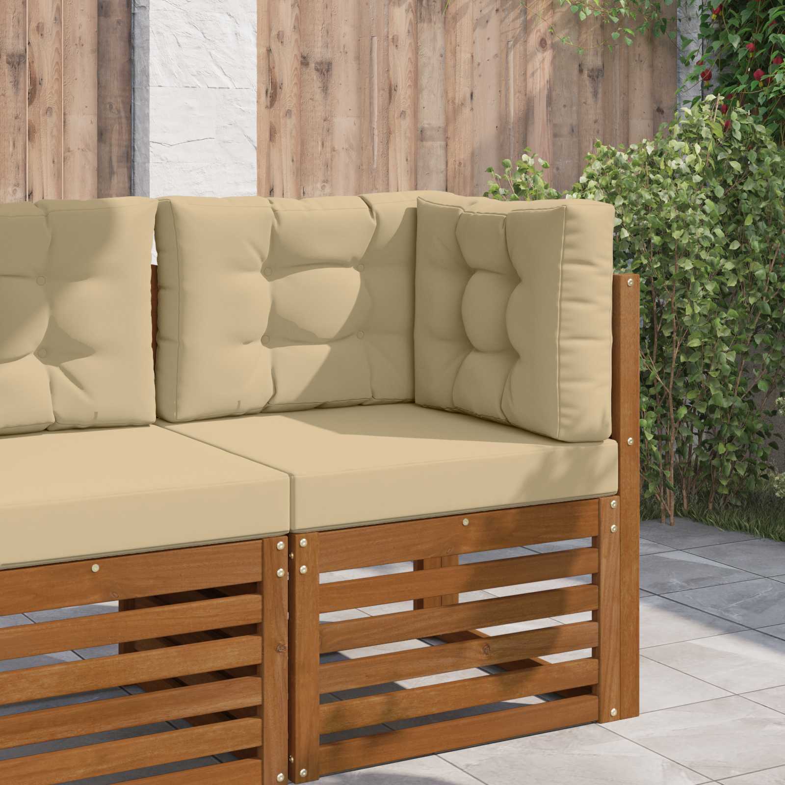 Sofakissen für draußen 3 pcs Beige Polyester