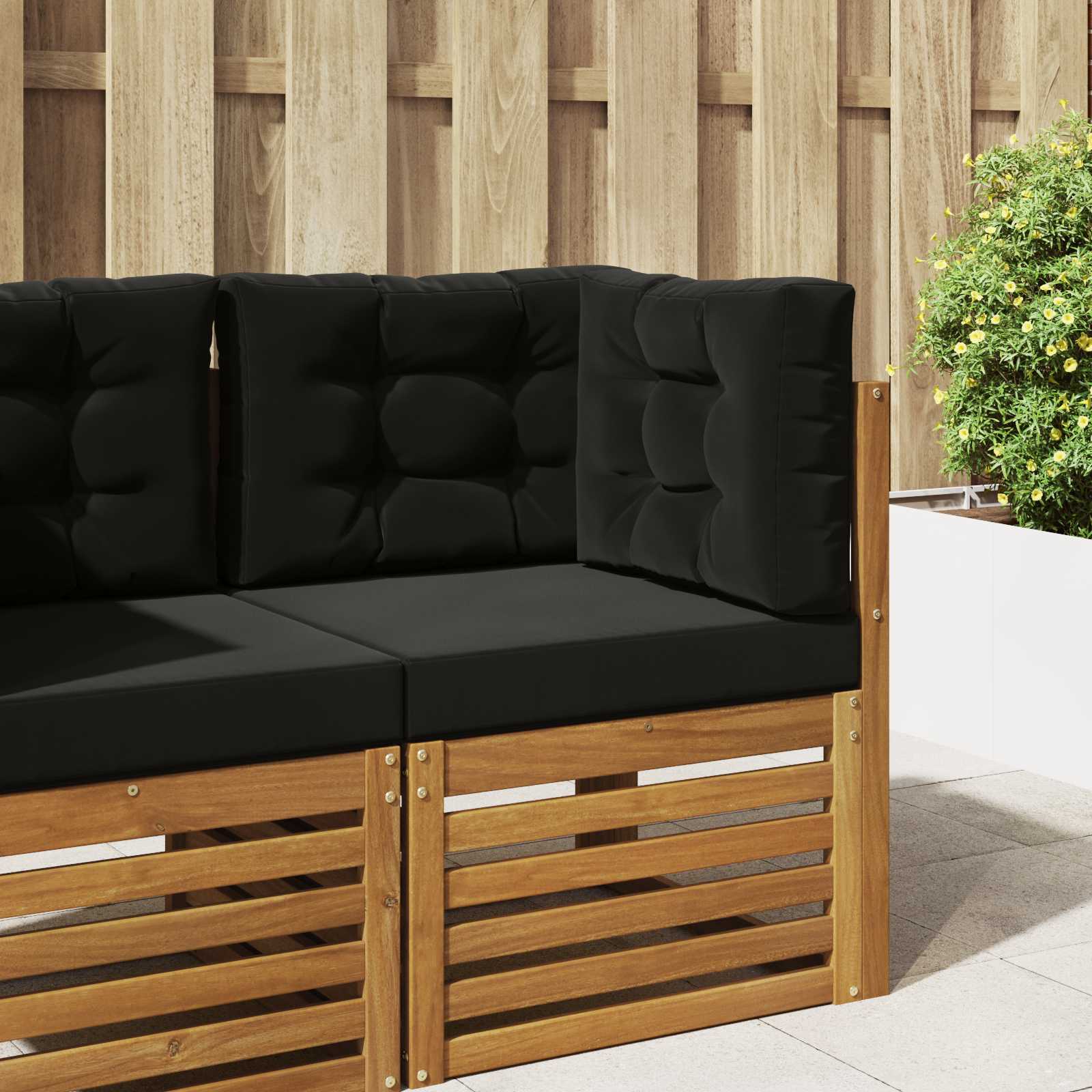Sofakissen für draußen 3 pcs Schwarz Polyester