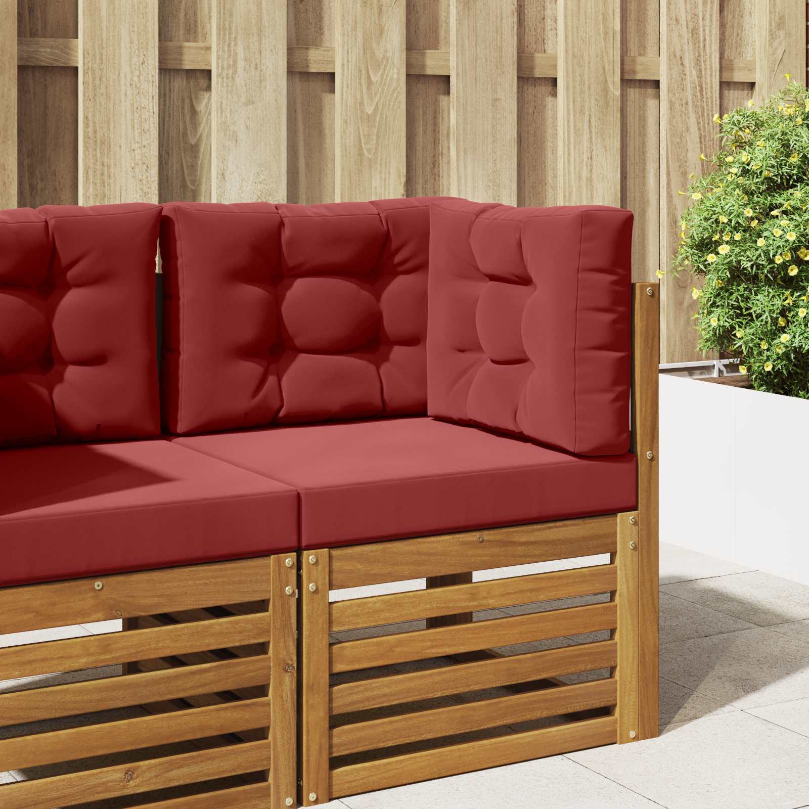 Sofakissen für draußen 3 pcs Weinrot Polyester