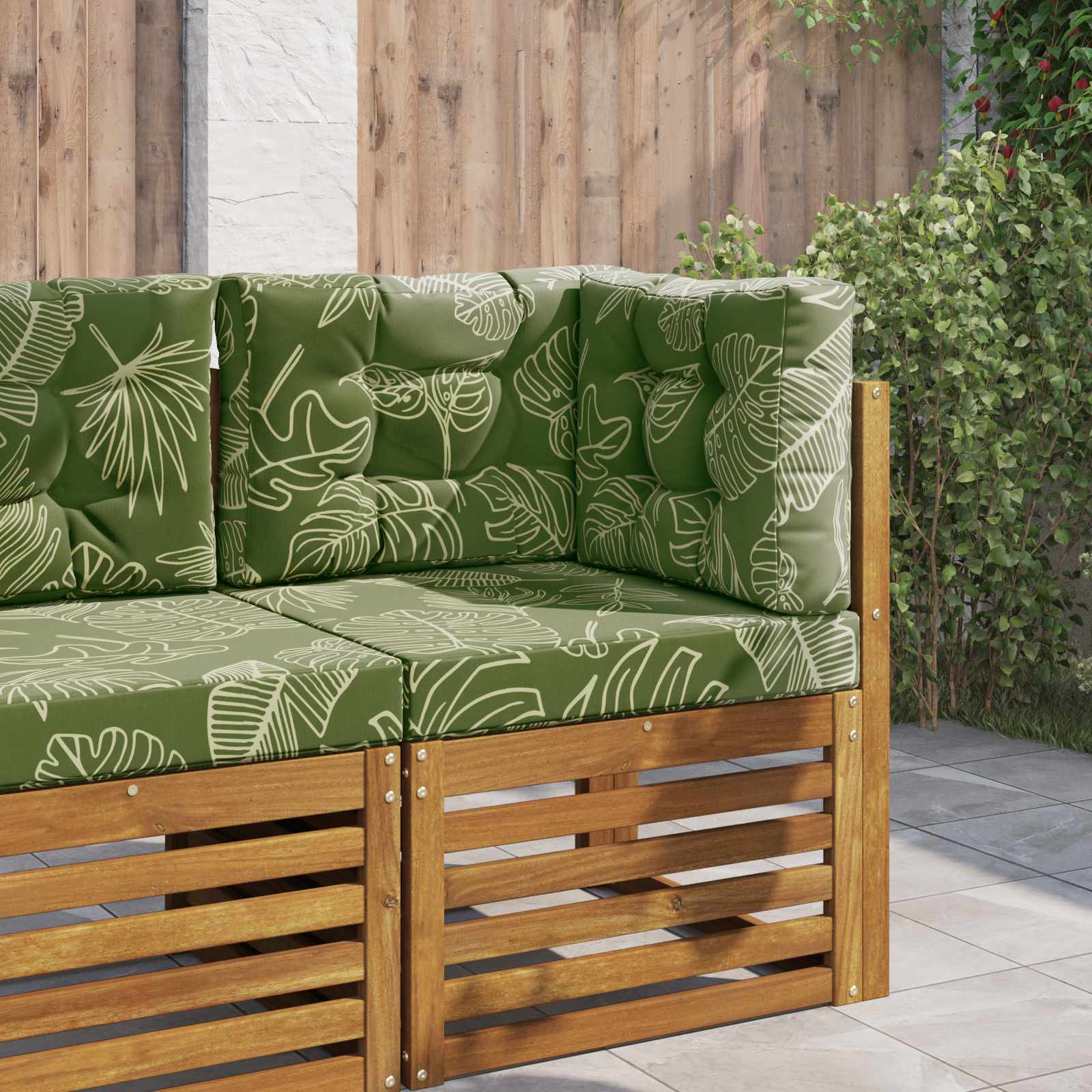 Sofakissen für draußen 3 pcs Blattdesign Polyester