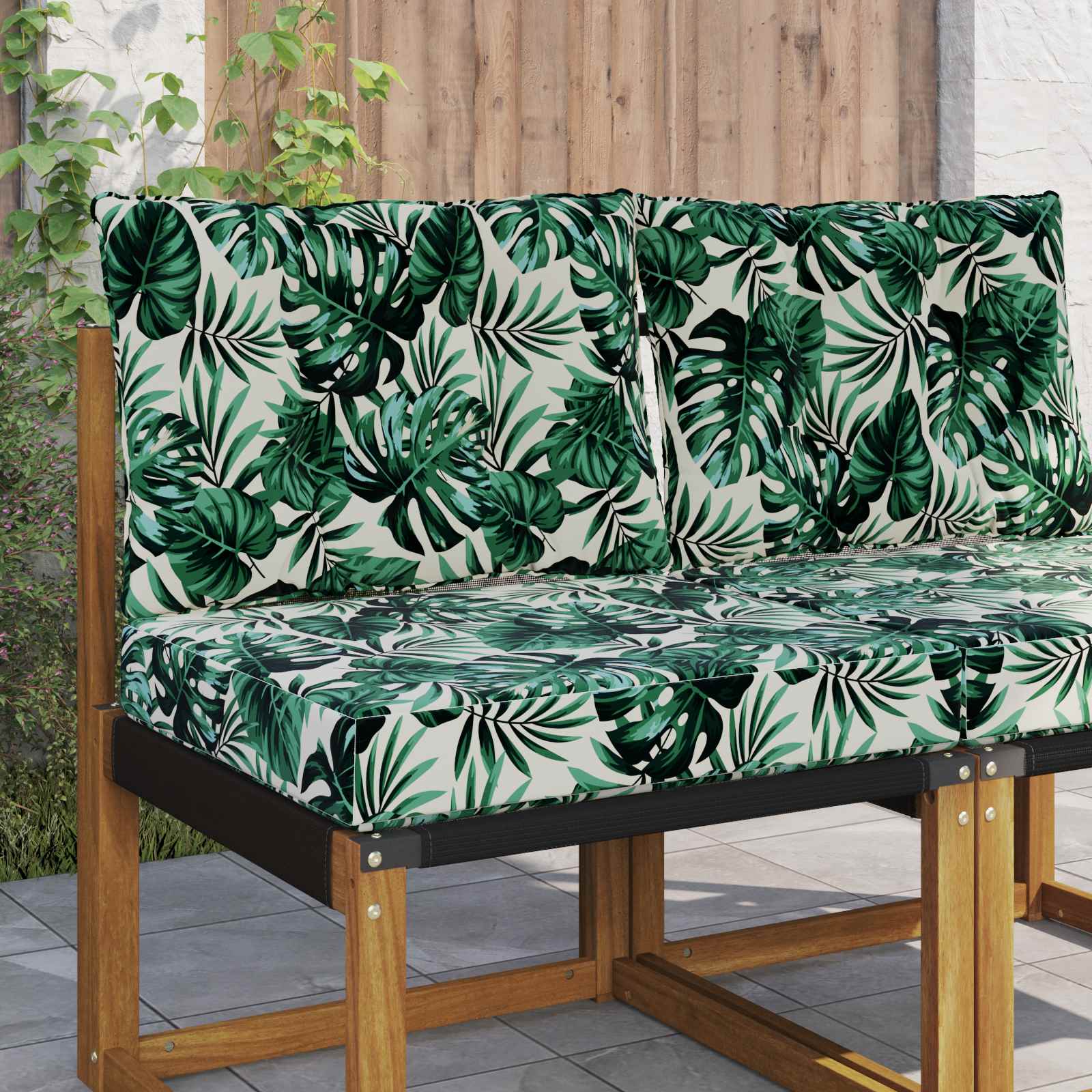 Sofakissen für draußen 2 pcs Blattmuster Polyester
