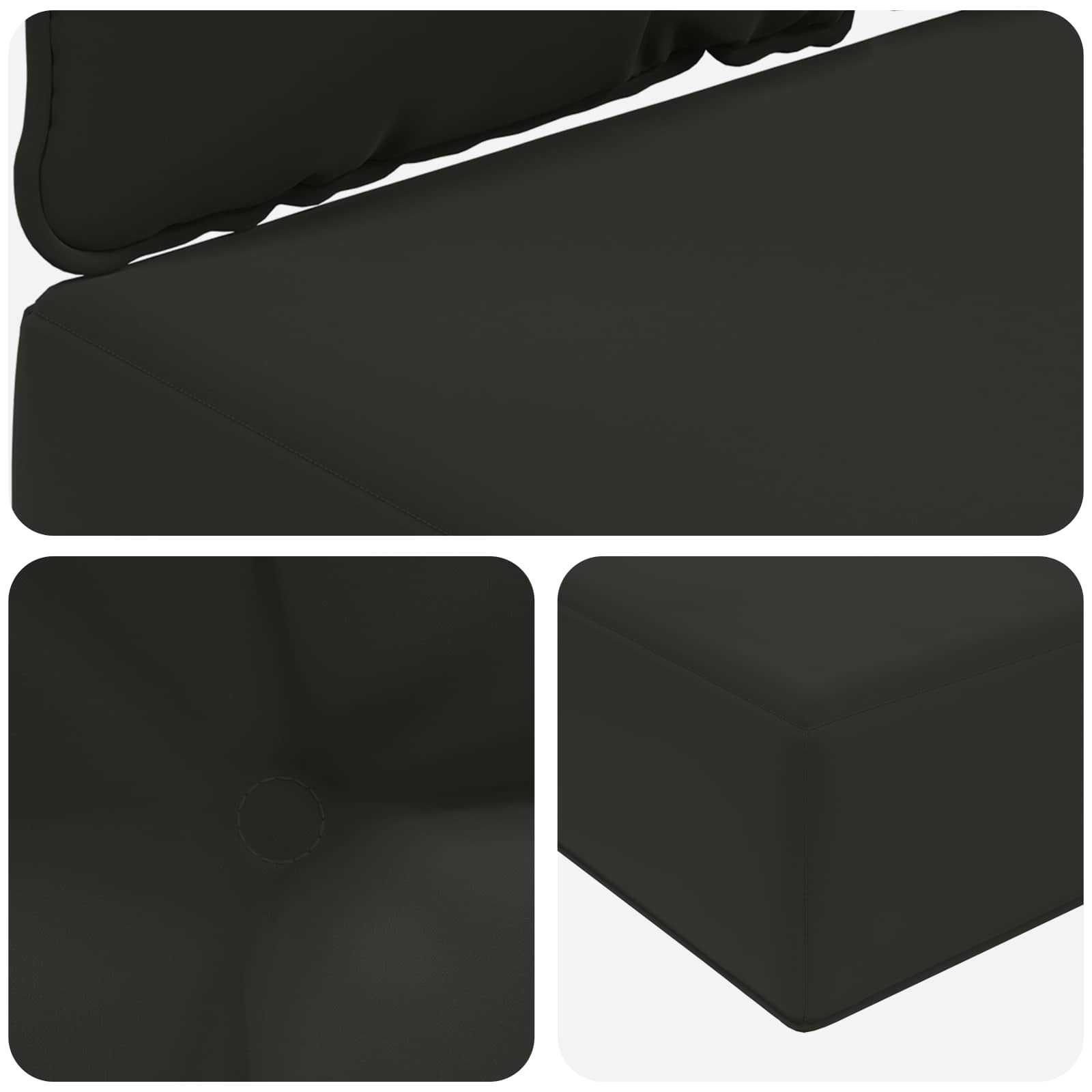Sofakissen für draußen 3 pcs Schwarz Polyester