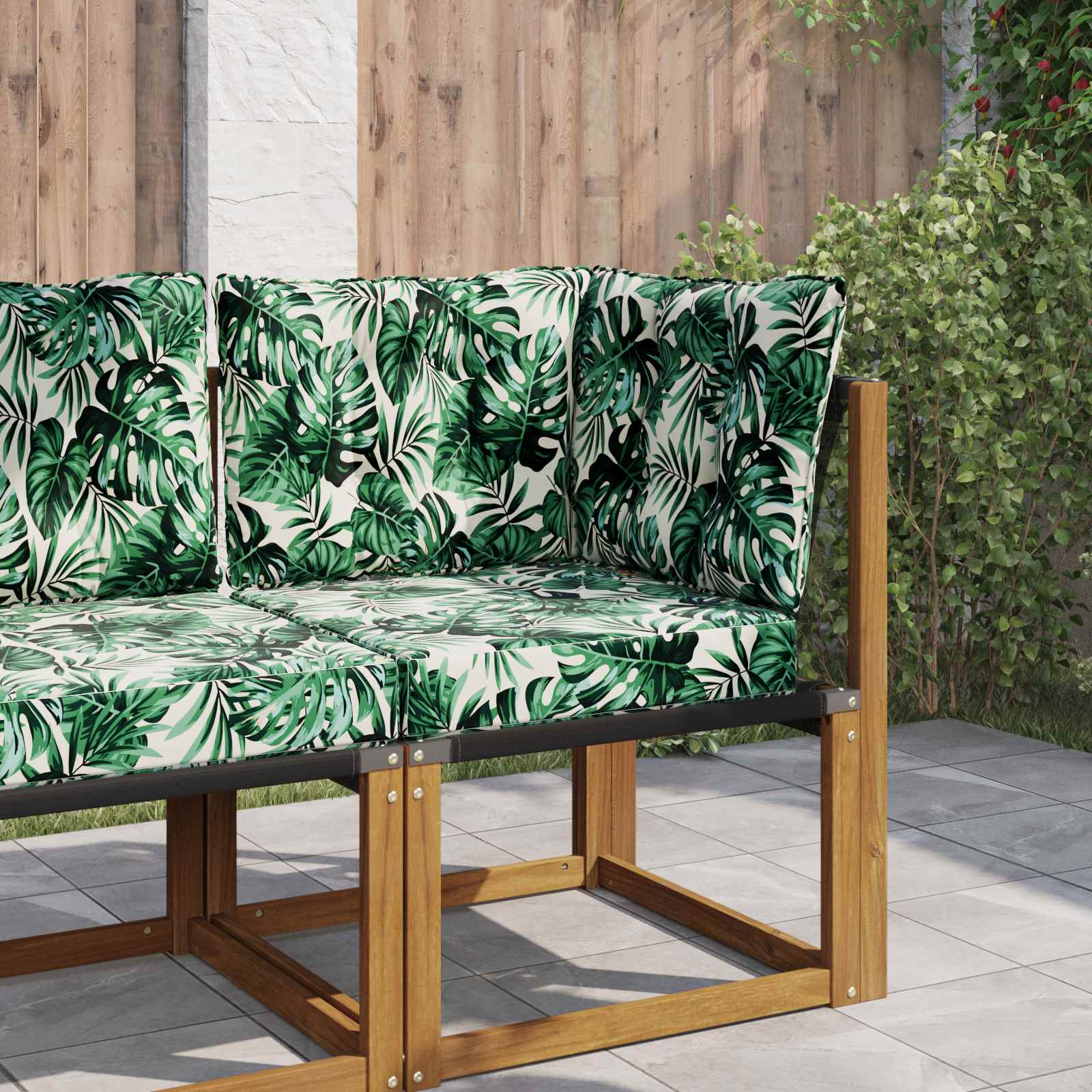 Sofakissen für draußen 3 pcs Blattmuster Polyester