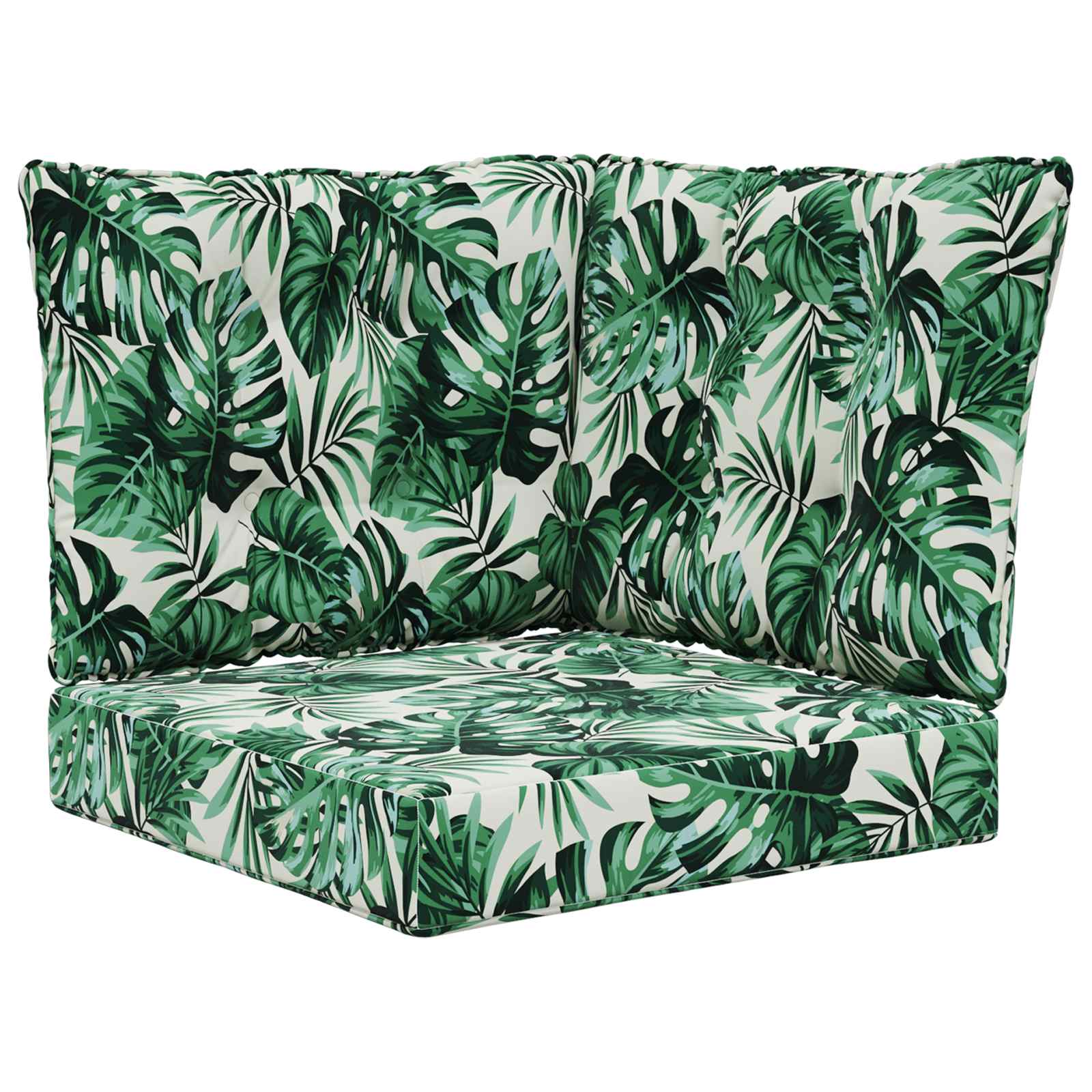 Sofakissen für draußen 3 pcs Blattmuster Polyester
