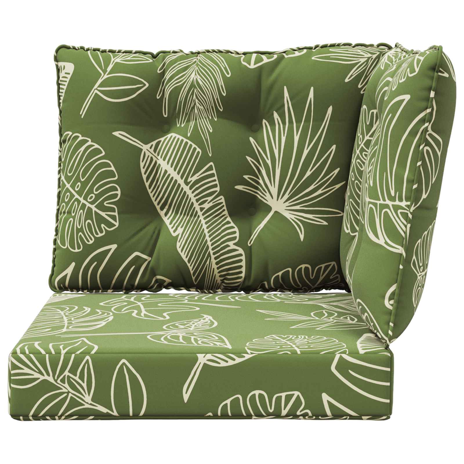 Sofakissen für draußen 3 pcs Blattdesign Polyester