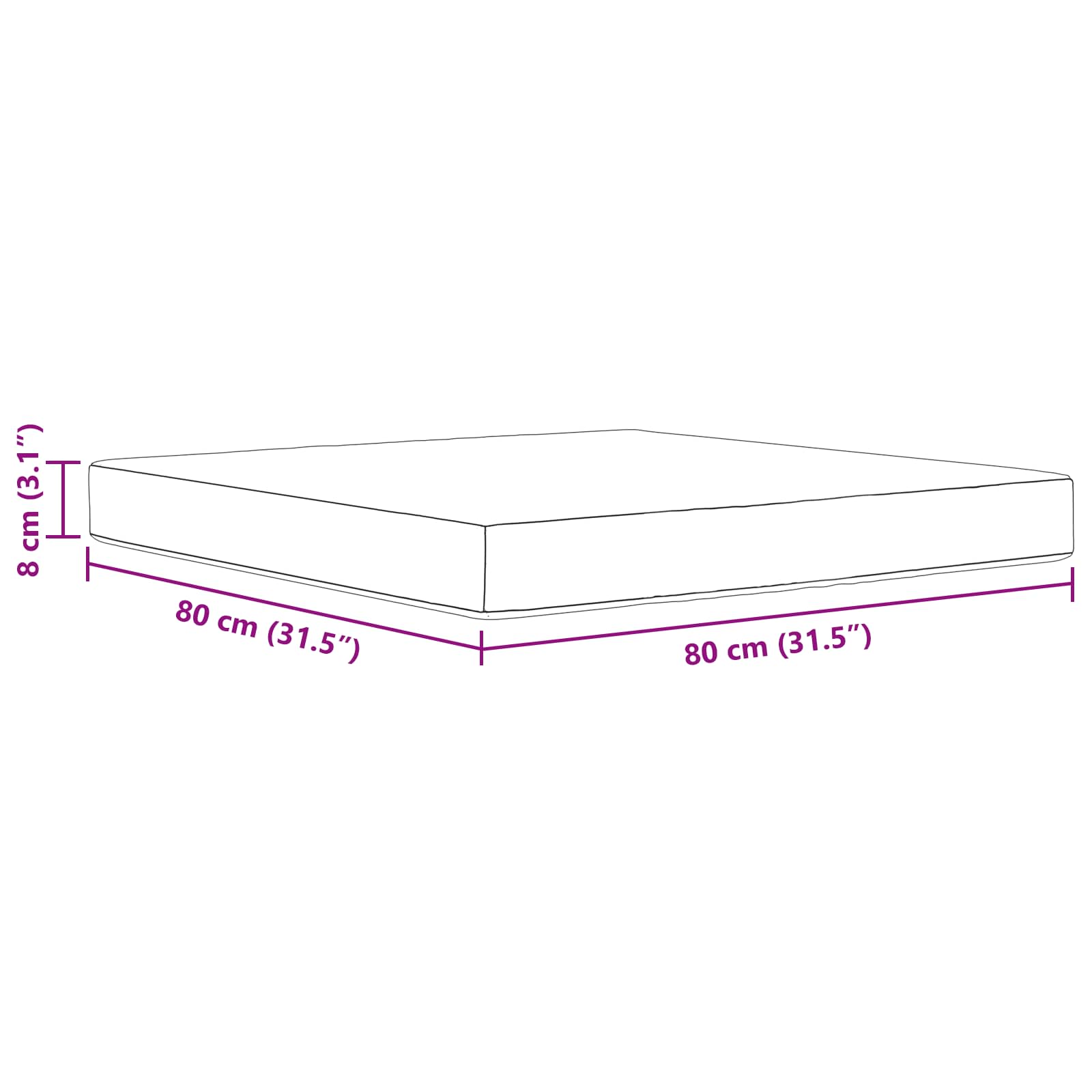 Sofakissen für draußen Grau 80 x 80 x 8 cm Polyester