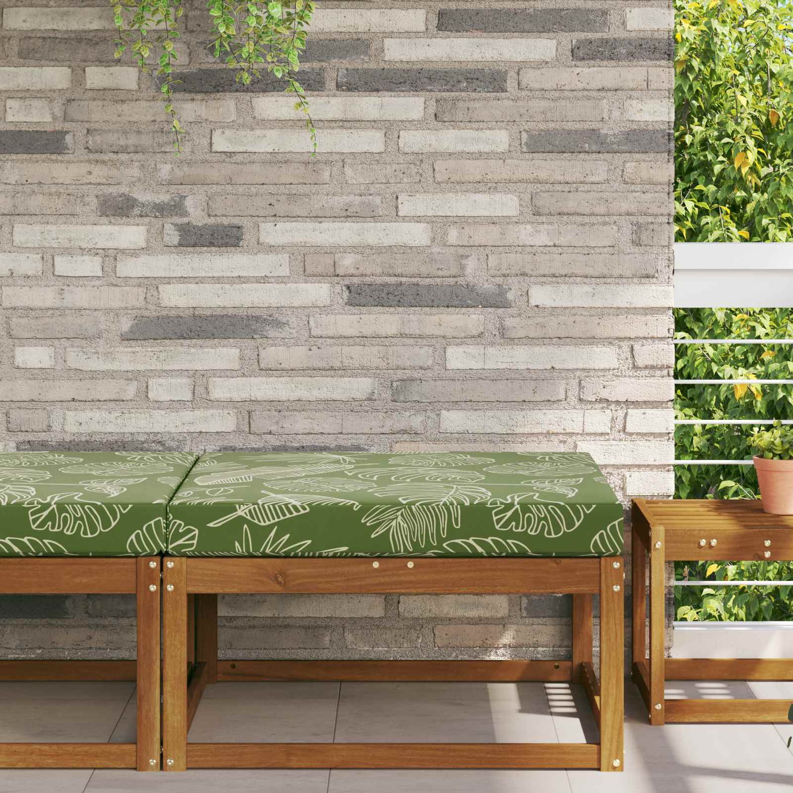 Sofakissen für draußen Blattdesign 80 x 80 x 8 cm Polyester