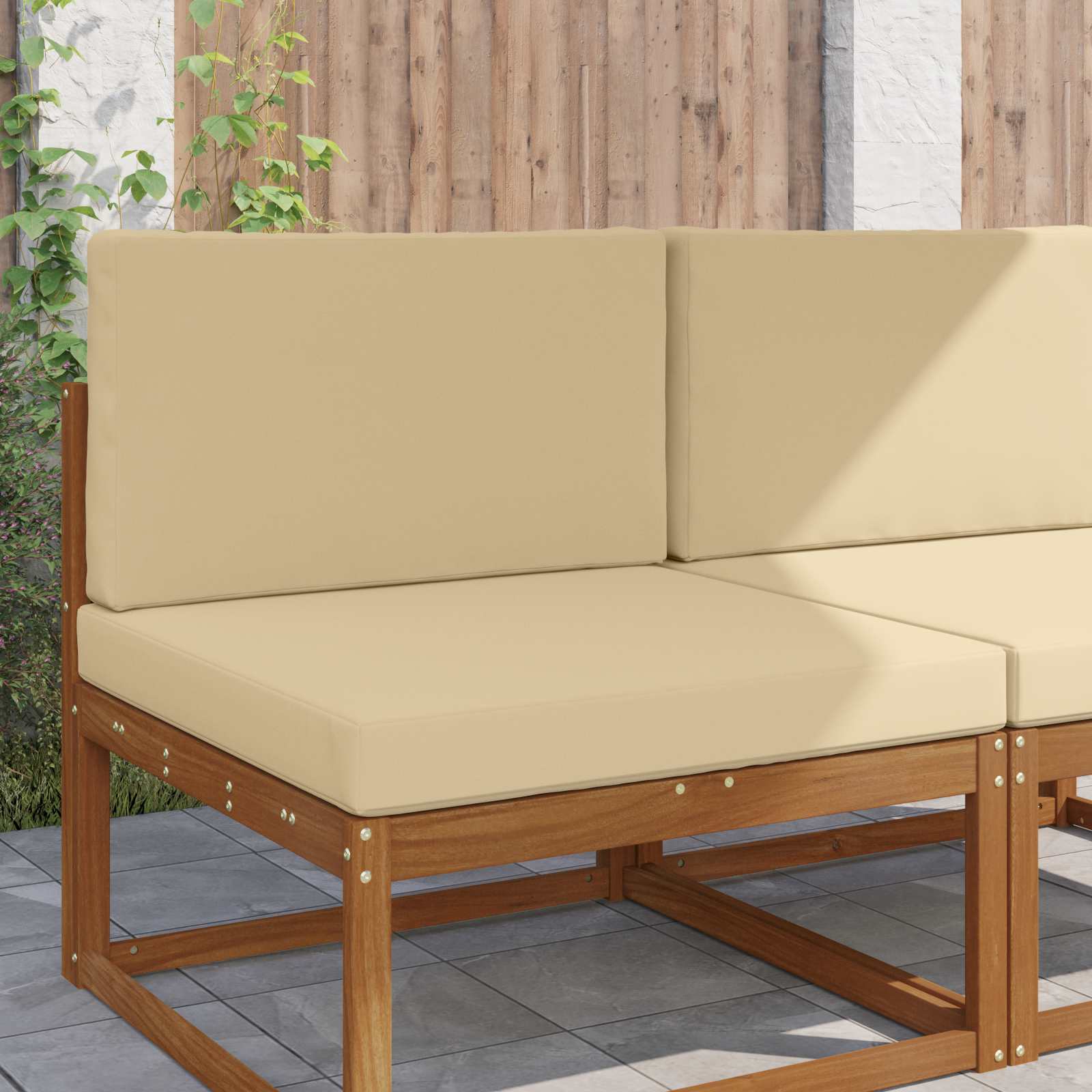 Sofakissen für draußen 2 pcs Beige Polyester