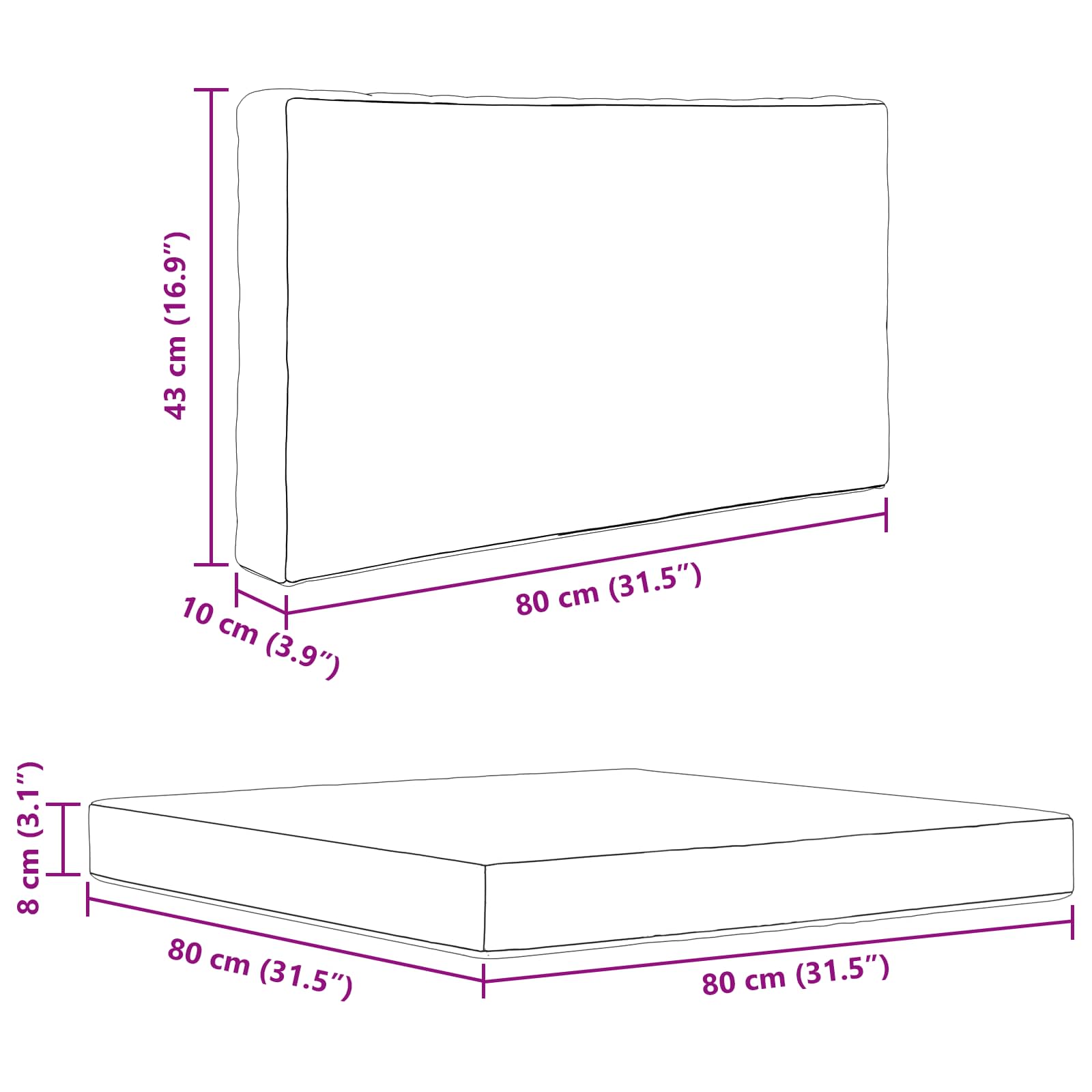 Sofakissen für draußen 2 pcs Grün Polyester