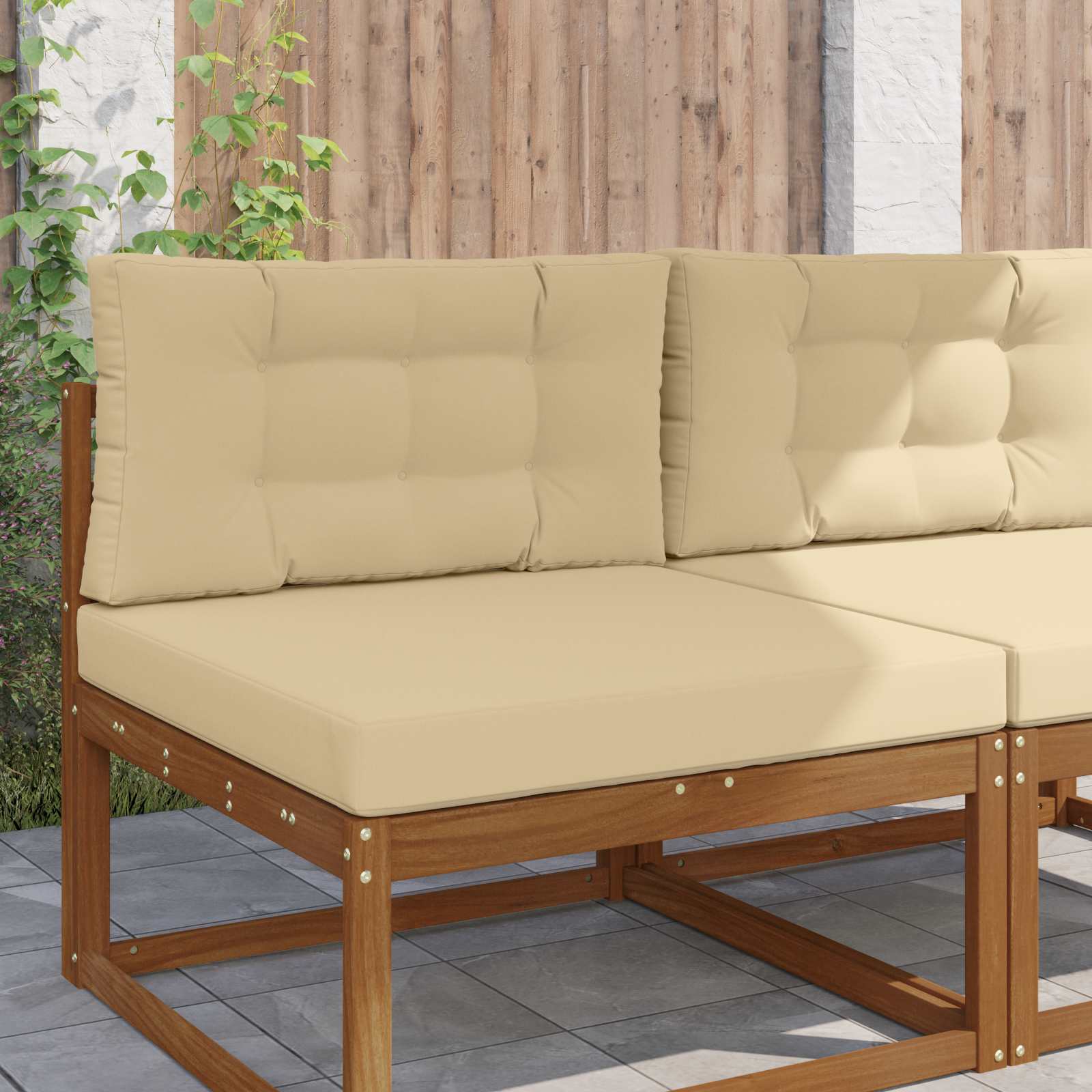 Sofakissen für draußen 2 pcs Beige Polyester