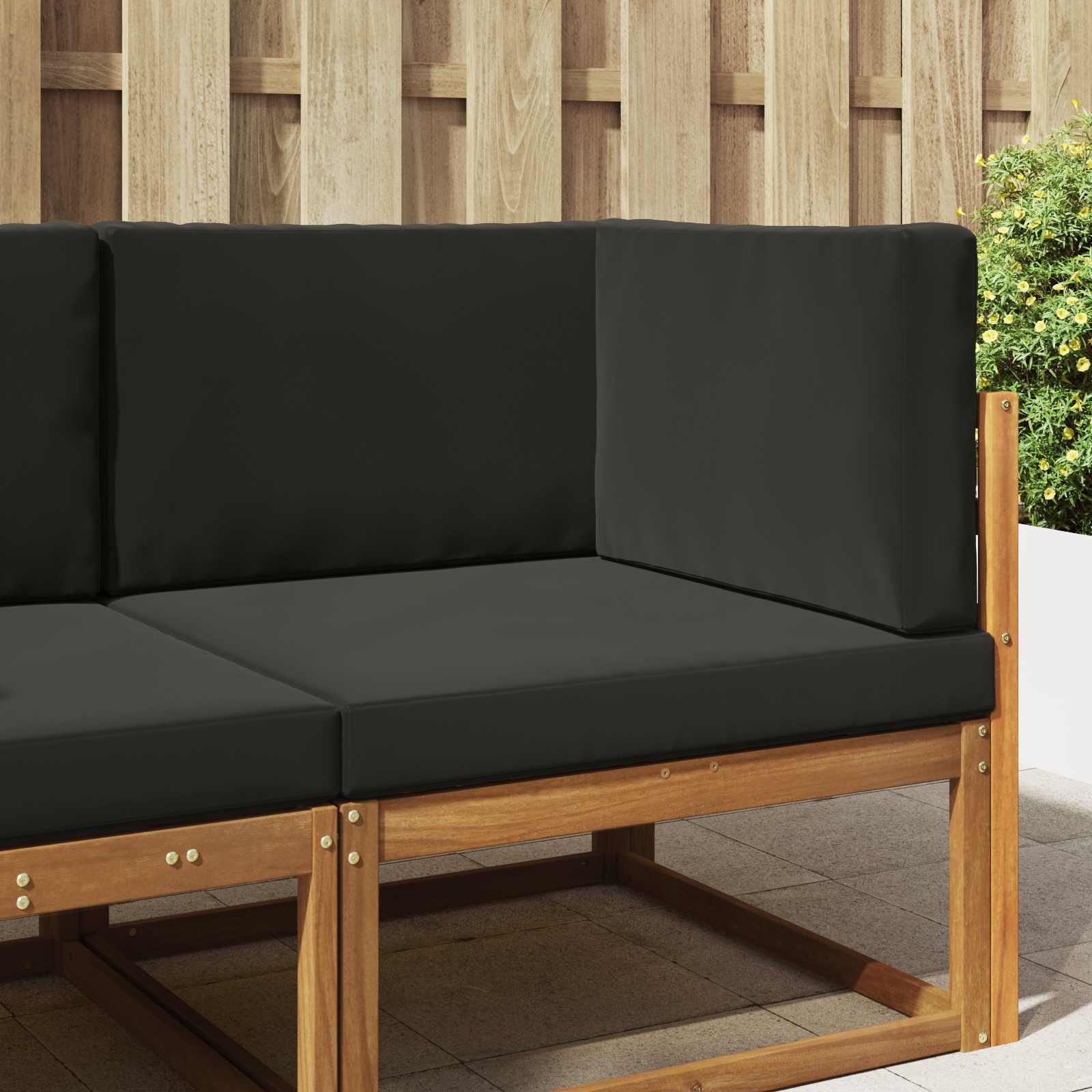 Sofakissen für draußen 3 pcs Schwarz Polyester