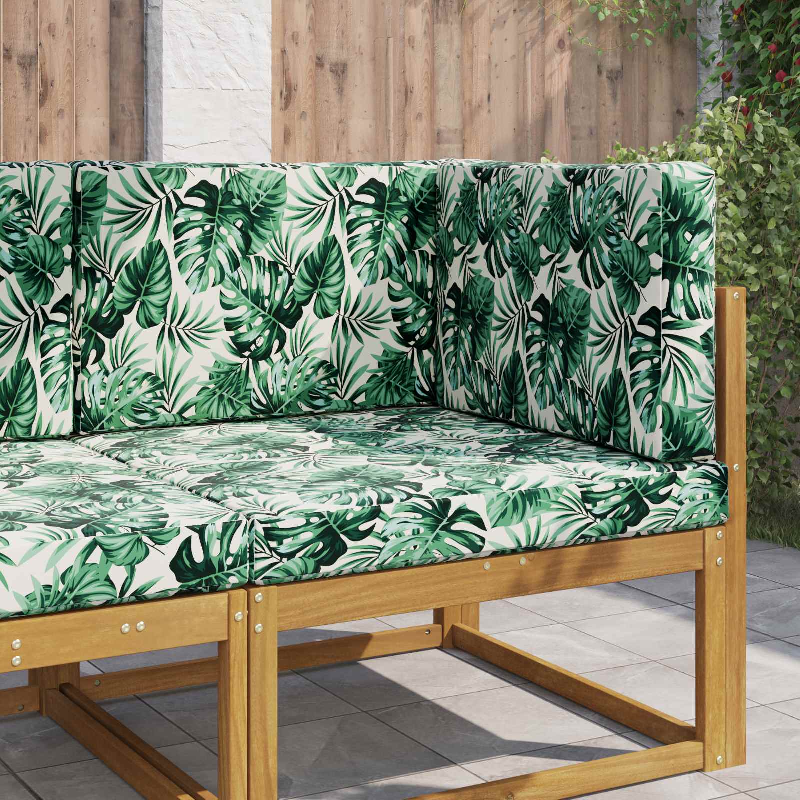 Sofakissen für draußen 3 pcs Blattmuster Polyester