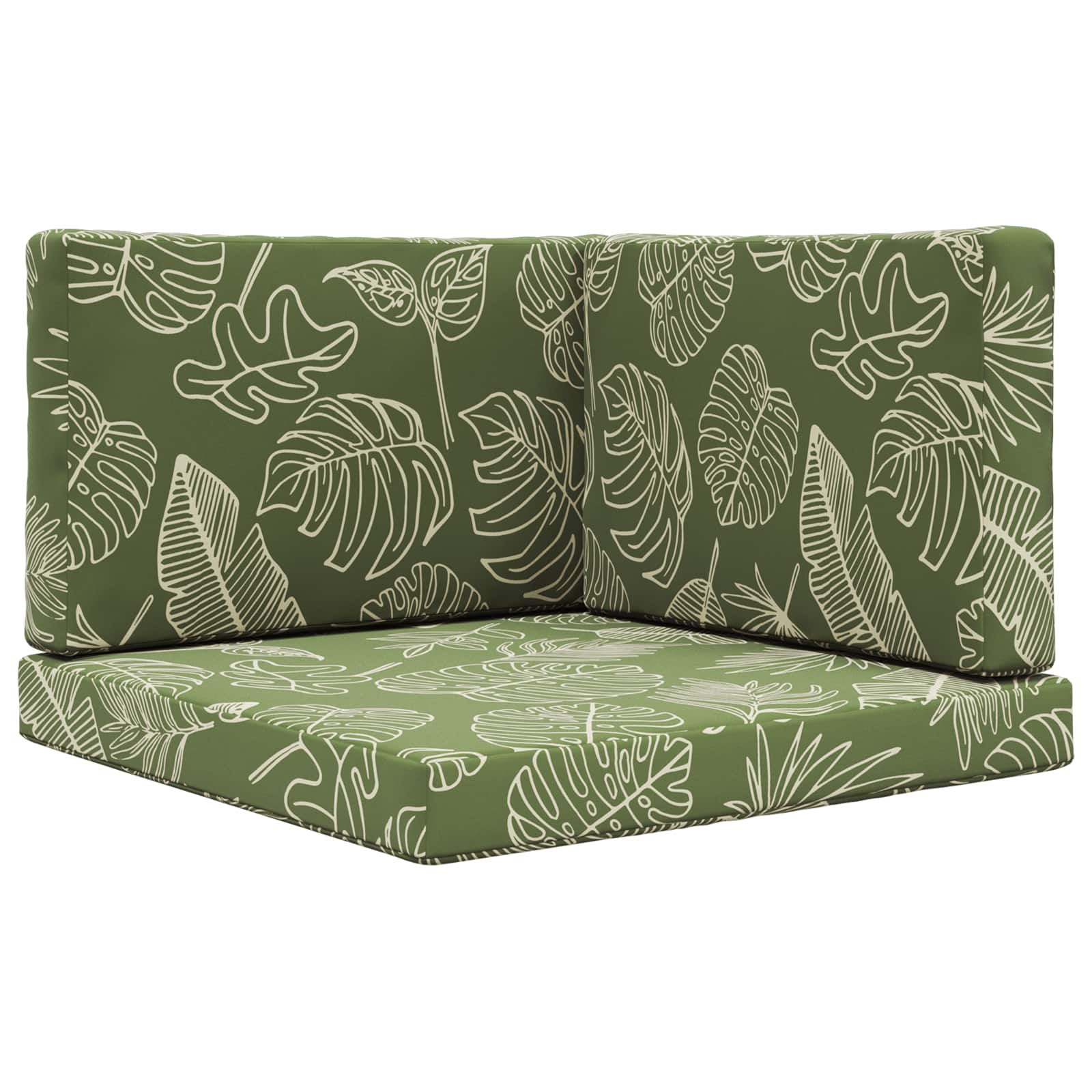 Sofakissen für draußen 3 pcs Blattdesign Polyester
