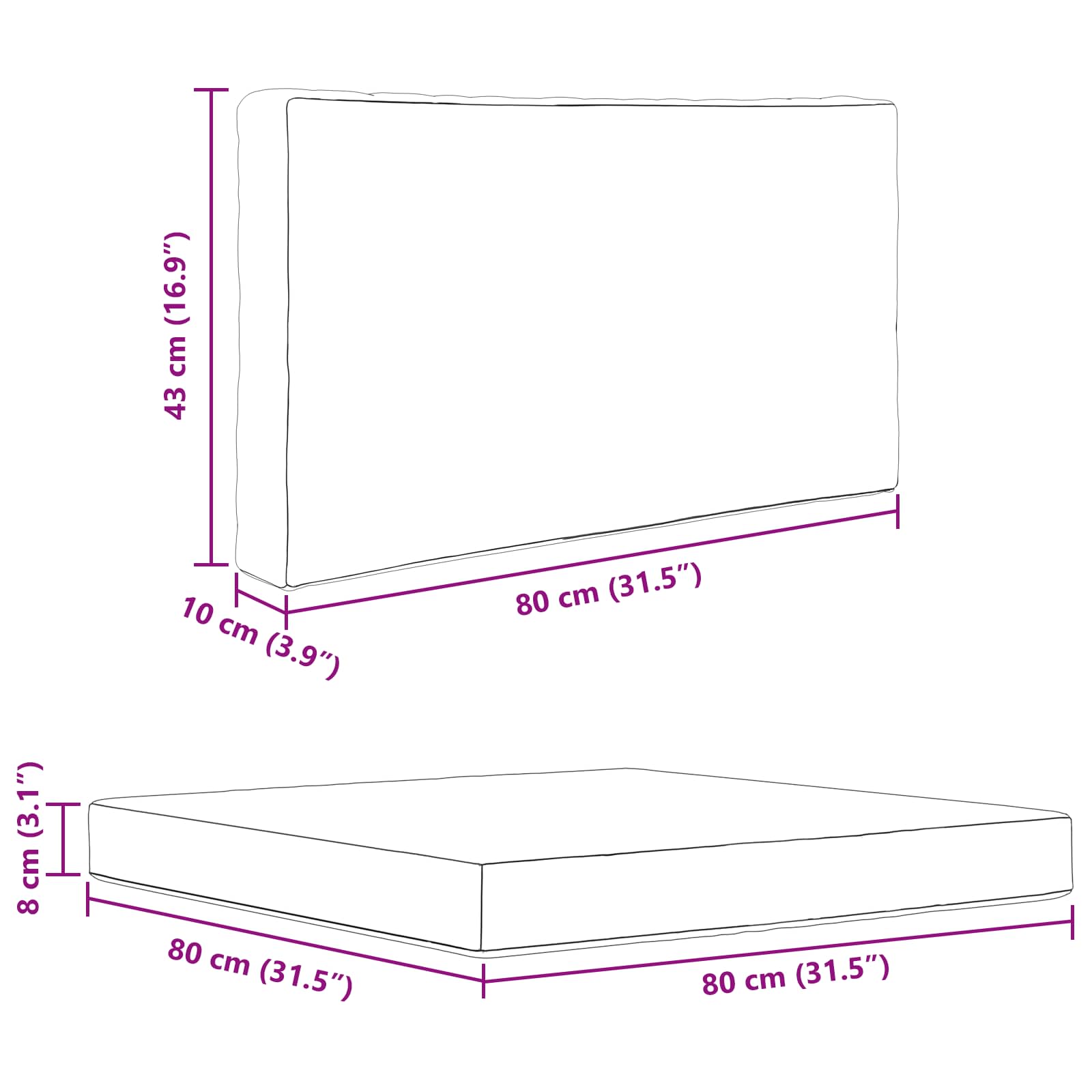 Sofakissen für draußen 3 pcs Blattdesign Polyester