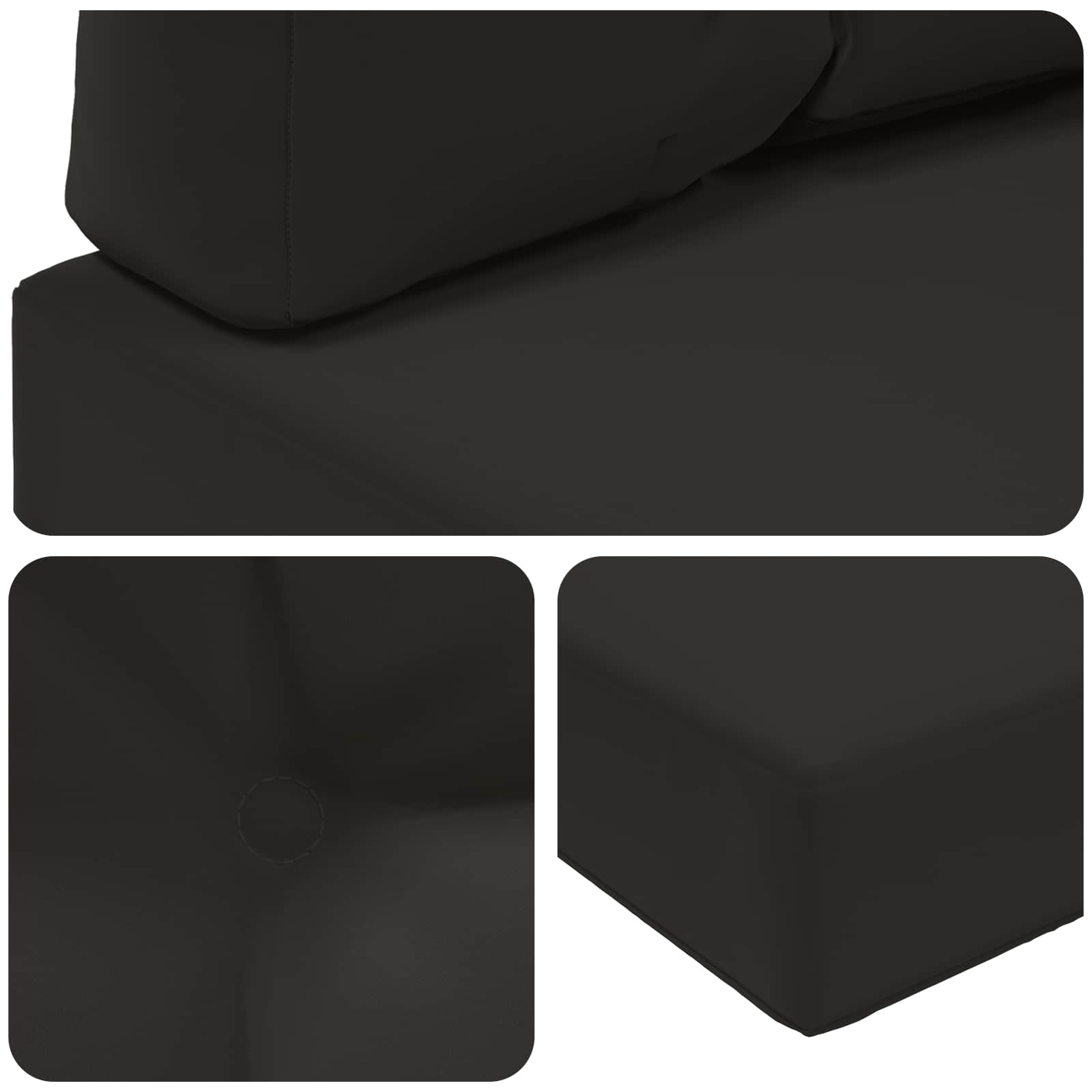 Sofakissen für draußen 3 pcs Schwarz Polyester