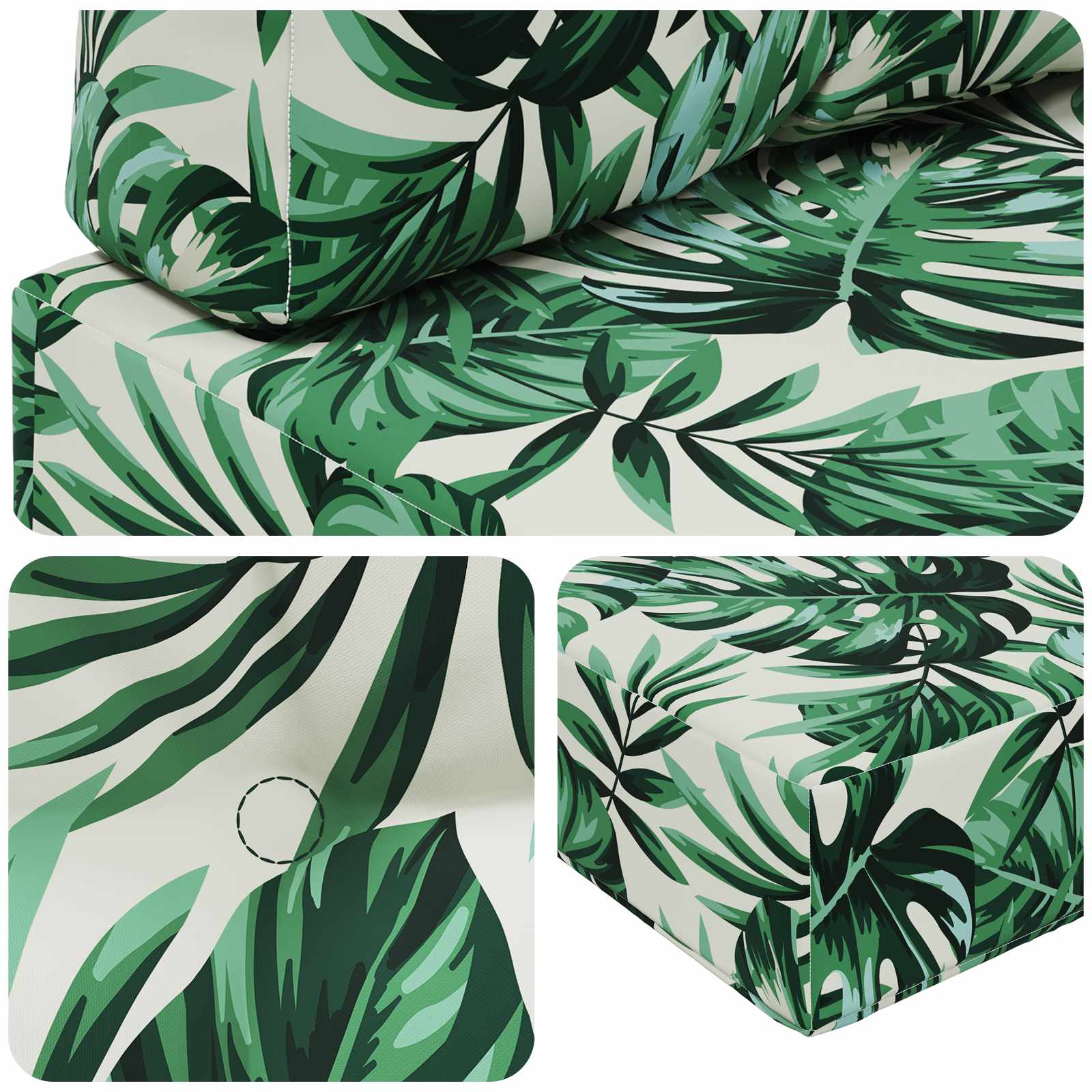 Sofakissen für draußen 3 pcs Blattmuster Polyester