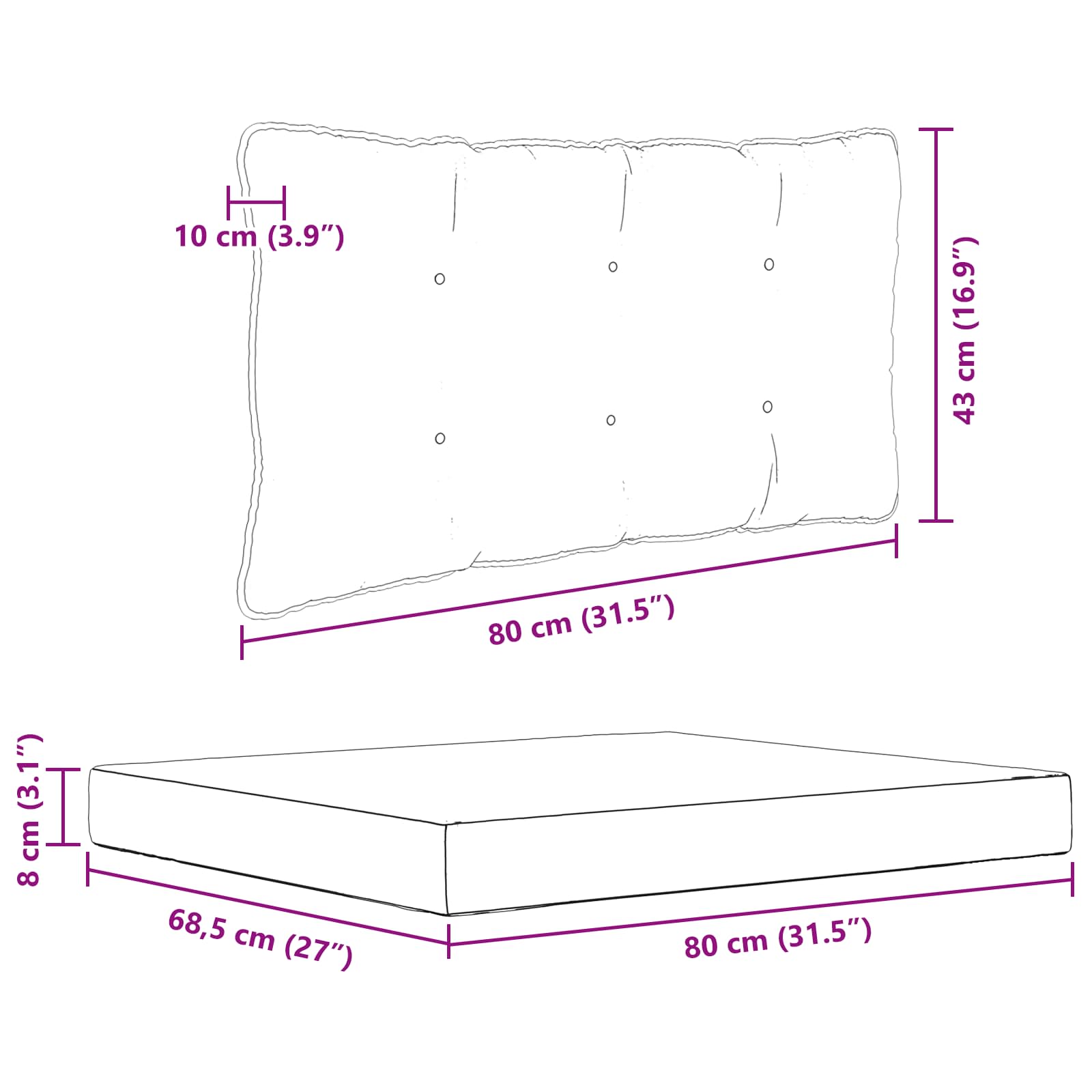 Sofakissen für draußen 2 pcs Anthrazit Polyester