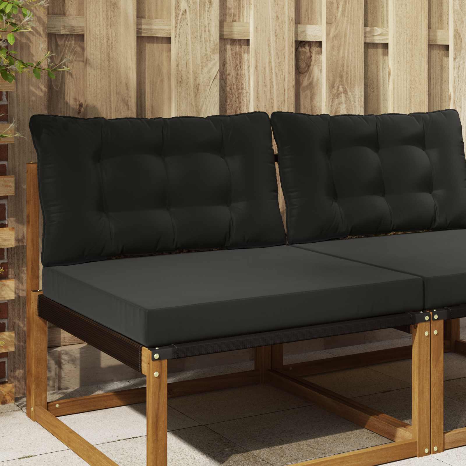 Sofakissen für draußen 2 pcs Schwarz Polyester