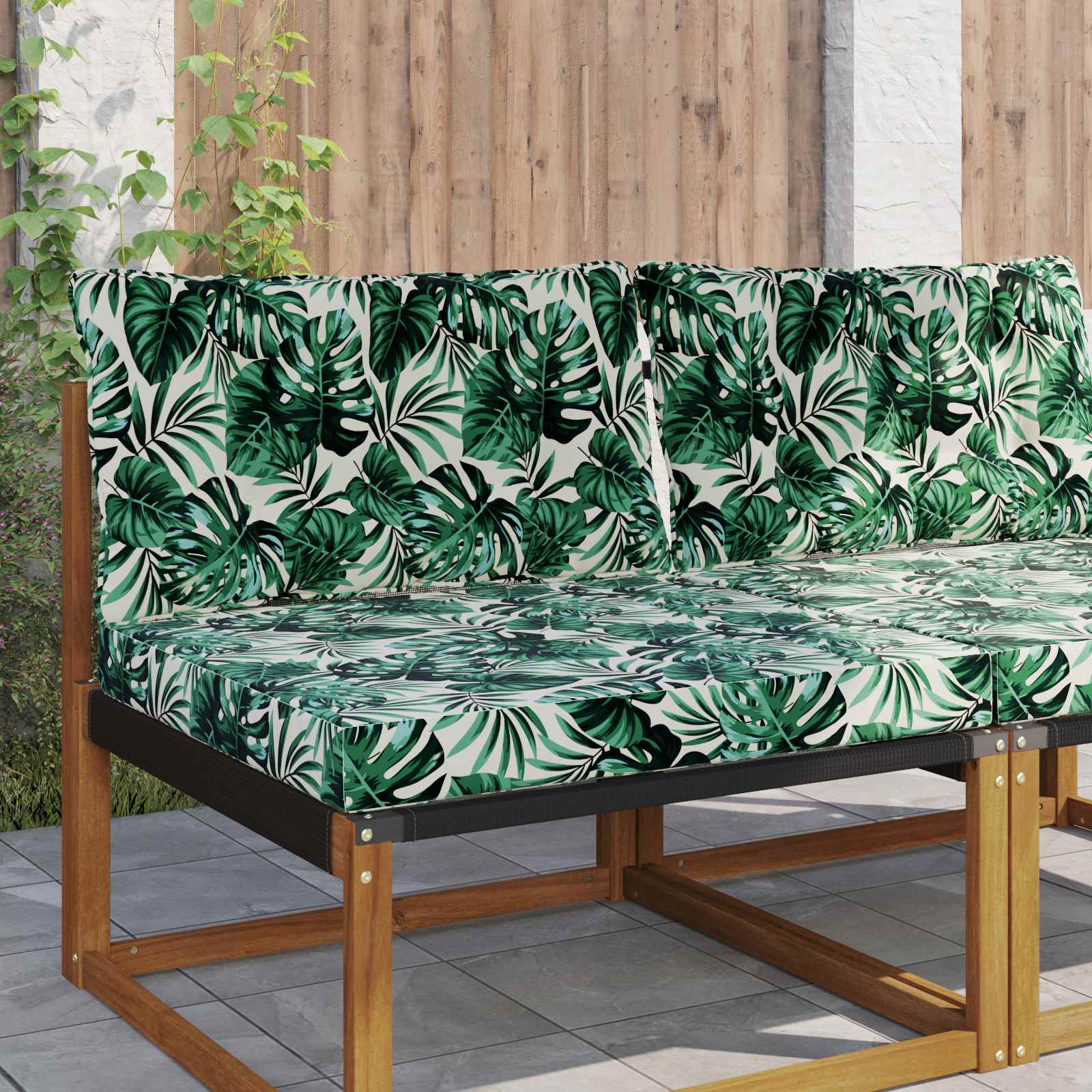 Sofakissen für draußen 2 pcs Blattmuster Polyester