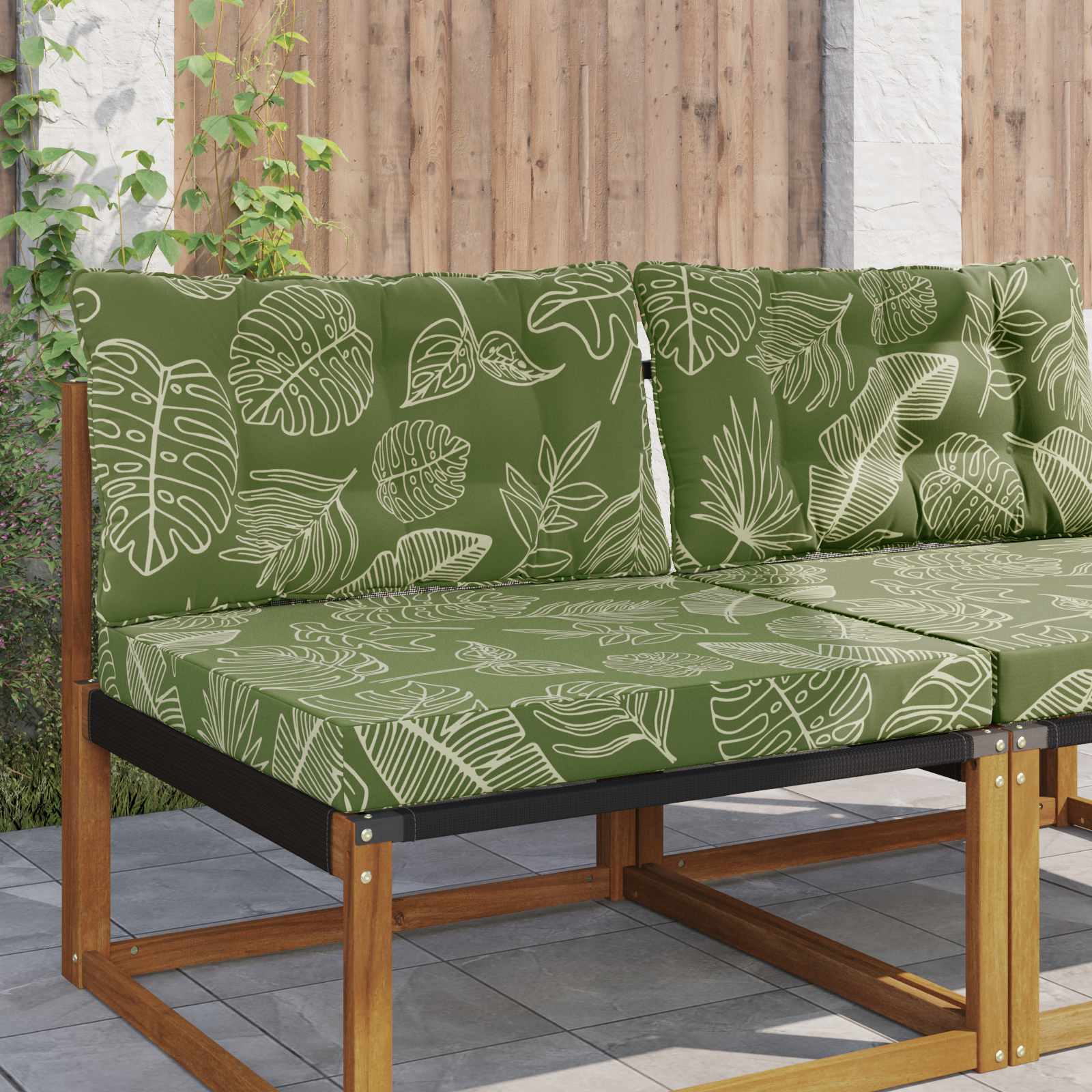 Sofakissen für draußen 2 pcs Blattdesign Polyester